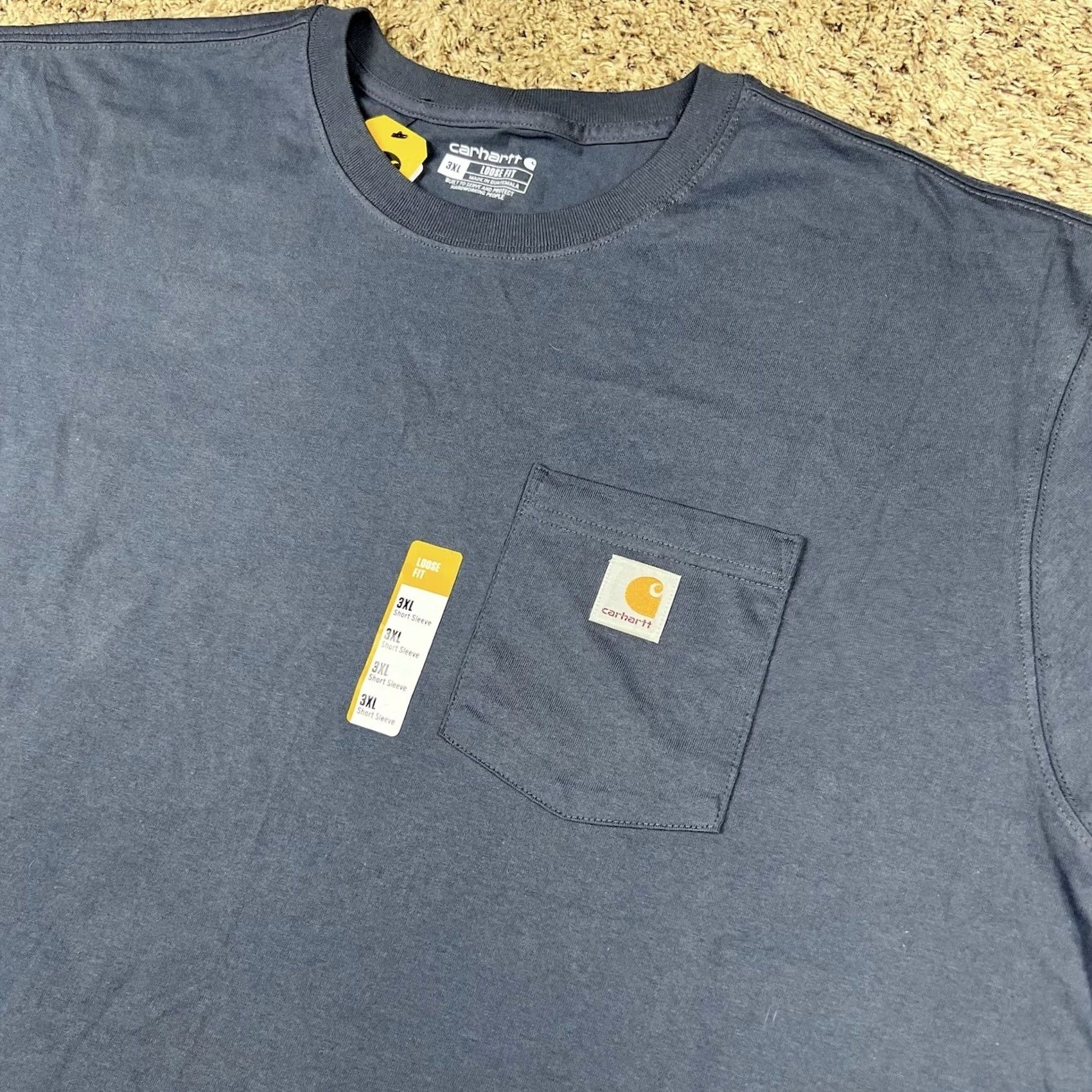 Carhartt VINTAGE Carhartt Shirt Mens 3XL Blue Gray 100% Cotton Pocket Logo Short Sleeve Crew Neck Loose Fit Size US XXL / EU 58 / 5 - 4 Thumbnail