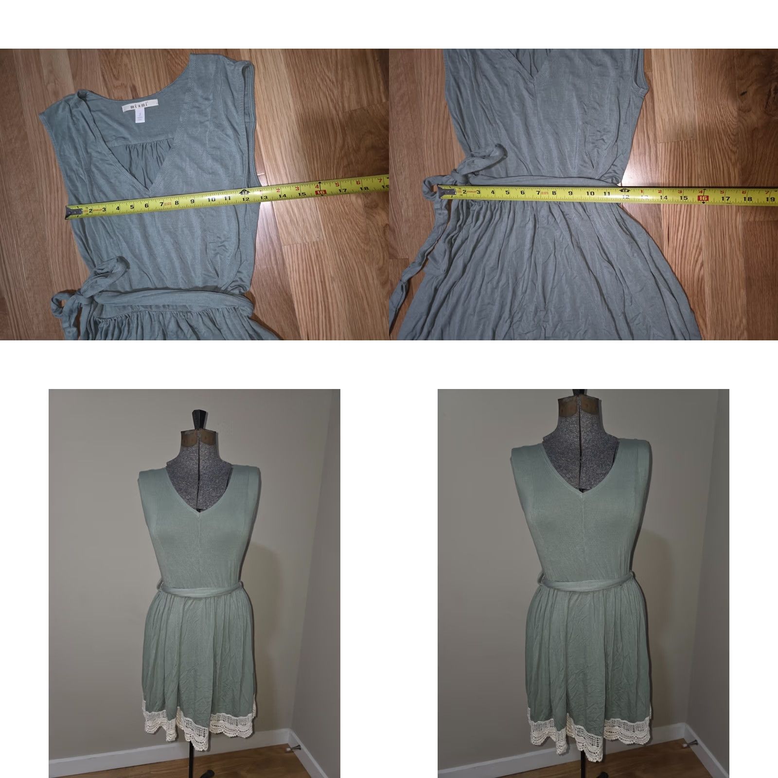 Vintage VINTAGE? No. Miami Mini Dress Women's Size S Gray V-Neck Sleeveless Tie Waist Lace Trim Dress Size S / US 4 / IT 40 - 8 Thumbnail