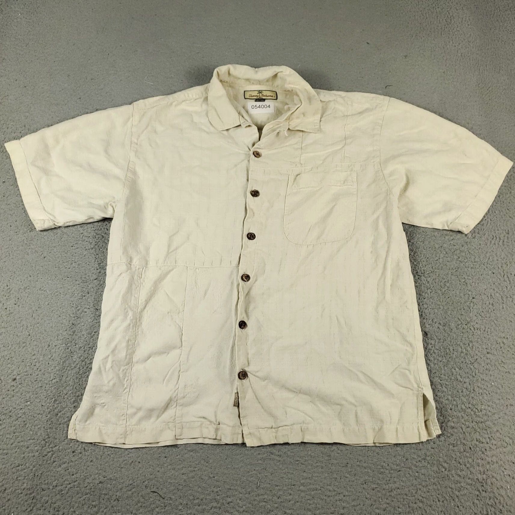 Tommy Bahama Tommy Bahama Hawaiian Shirt Mens Medium Ivory Button-Up Short Sleeve Silk Aloha Size US M / EU 48-50 / 2 - 2 Thumbnail