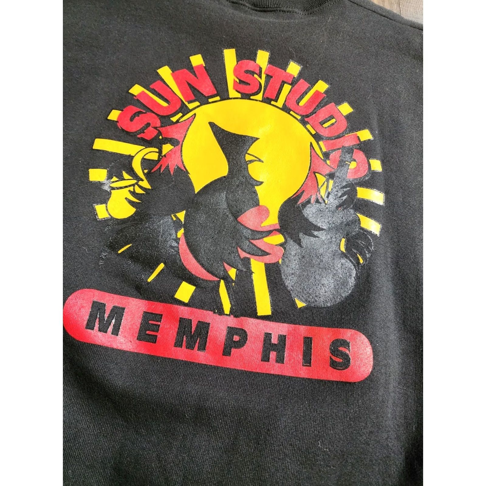 Fruit Of The Loom VINTAGE Fruit of the Loom Sweatshirt Mens XL Sun Studio Elvis Johnny Cash Music Double Sided Graphic Print Pullover Black Cotton Blend Size US XL / EU 56 / 4 - 2 Thumbnail