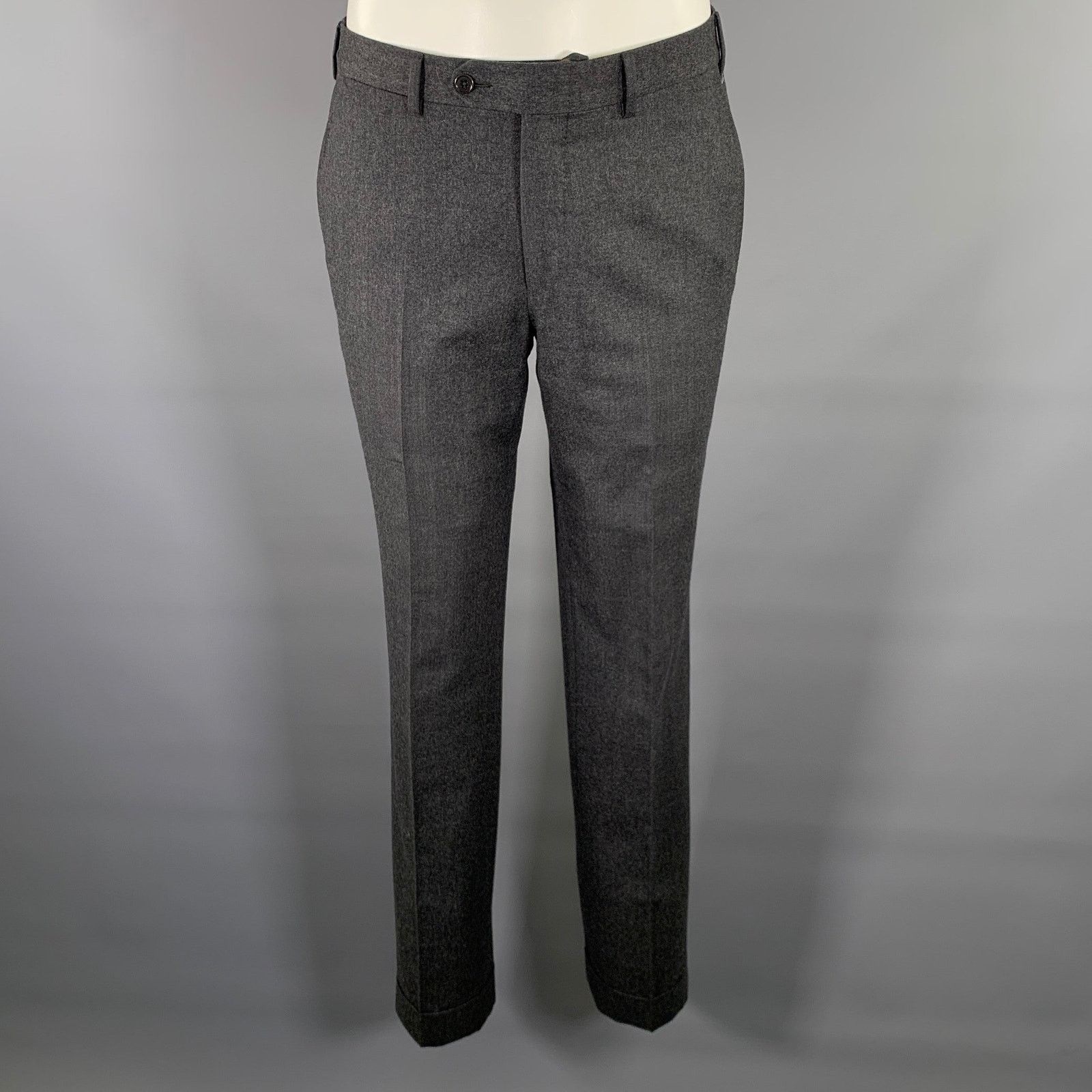 Size 32 Charcoal Heather Wool Slim Fit Pants