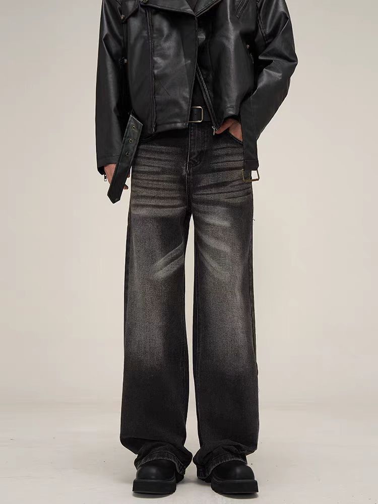 Japanese Brand × Jean Street Black Vintage Wide Leg Jeans Size US 32 / EU 48 - 1 Thumbnail