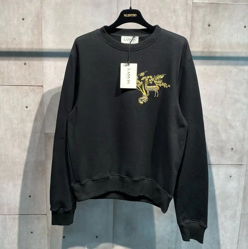 Lanvin Lanvin Black Cotton Long Sleeve Sweatshirt 0089 Size US M / EU 48-50 / 2 - 1 Thumbnail