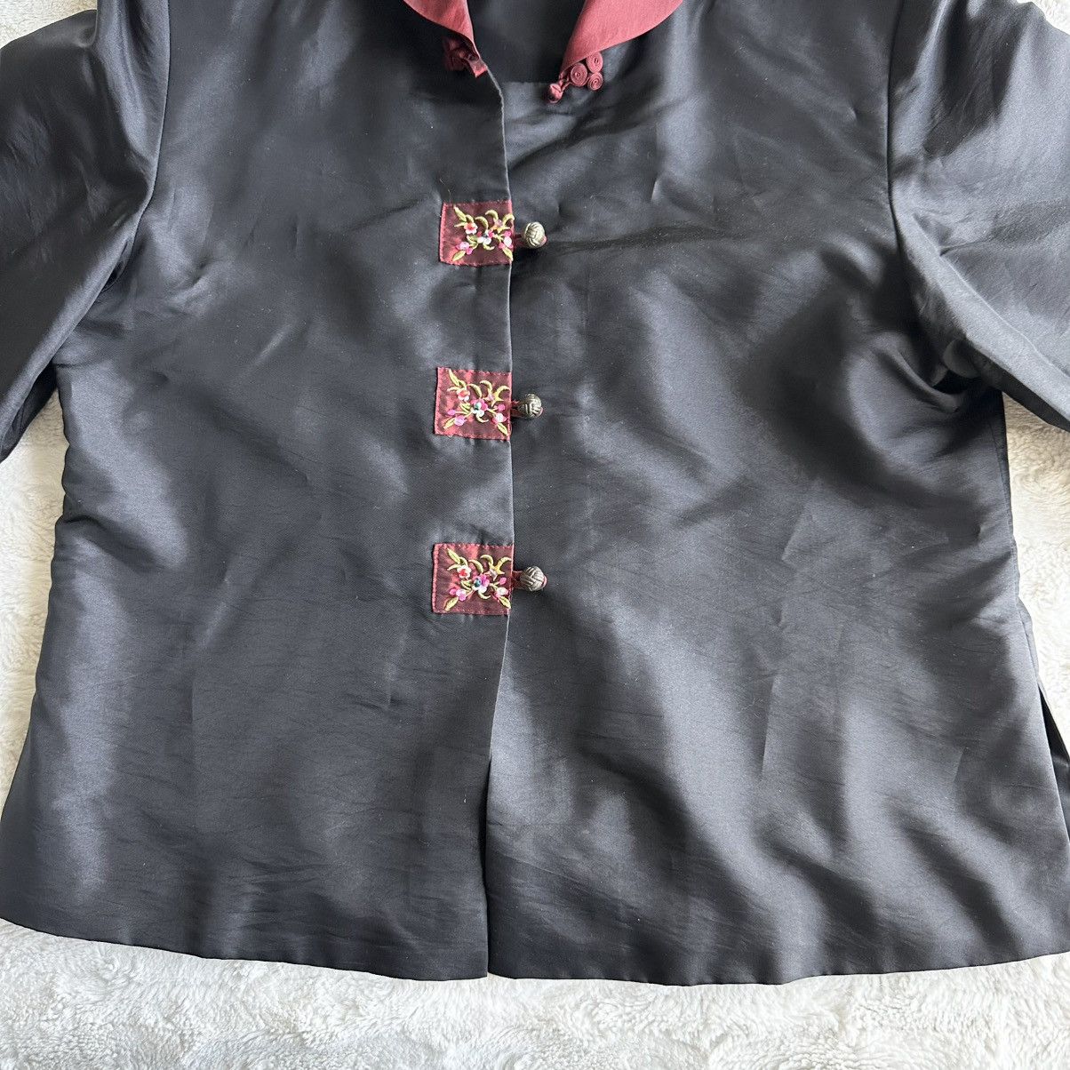 Other Vintage Lisa Jacket Womens Small Black Silk Floral 3/4 Slv Size S / US 4 / IT 40 - 4 Thumbnail