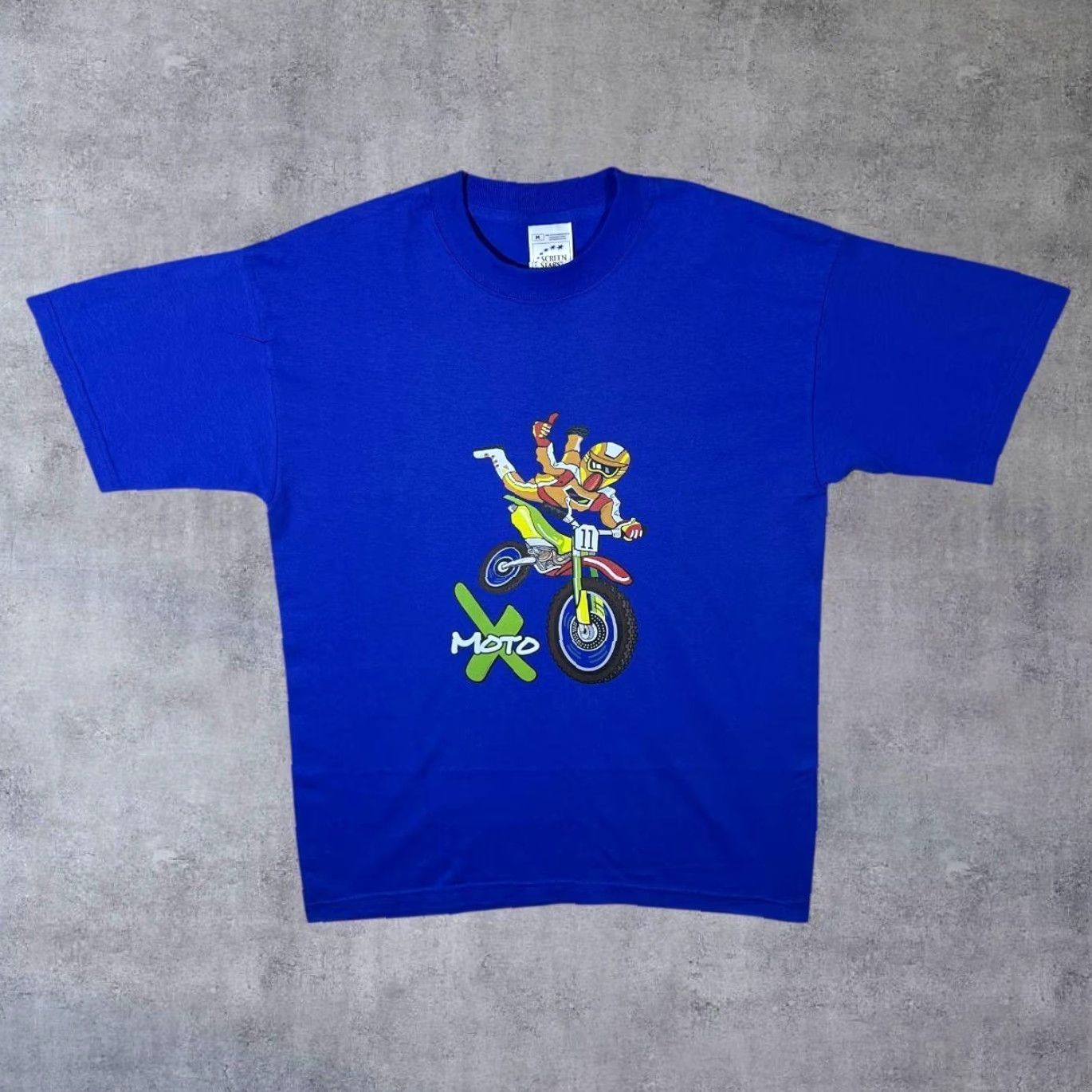 Vintage Screen Stars (2006) Moto X Motocross Bike Racing Cartoon Graphic Blue T-Shirt Medium Mens Shirt Casual Cotton Short Sleeve T-Shirt blue Size US M / EU 48-50 / 2 - 2 Thumbnail