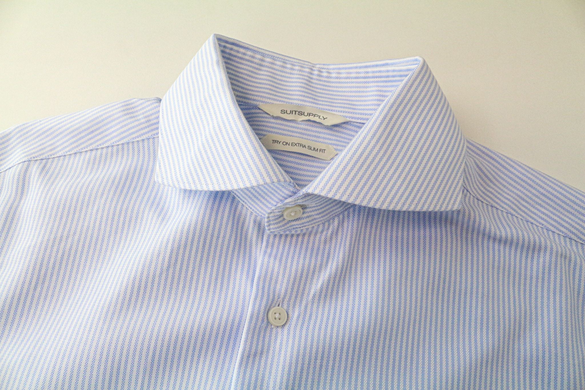 Suitsupply 39L/15 1/2L Extra Slim Blue Cotton Stripe Shirt 79366 Size 38R - 3 Thumbnail
