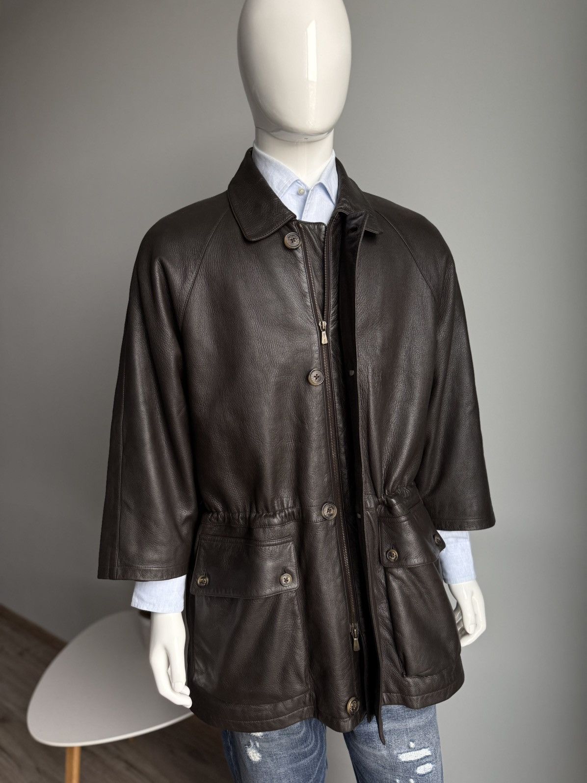 Loro Piana Loro Piana Brown Deer Leather Cashmere Lined Coat 3/4 sleeve Size US L / EU 52-54 / 3 - 6 Thumbnail
