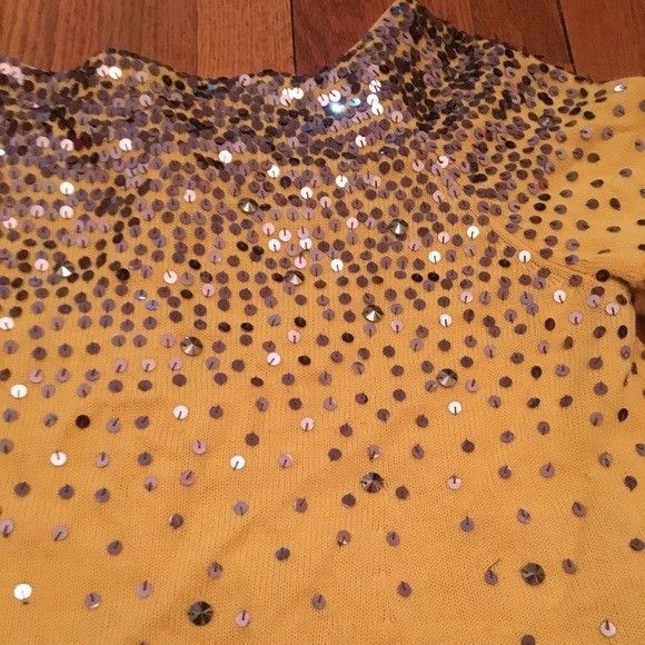 Other LaROK Metallic Sequin Yellow Cardigan Sweater Size L / US 10 / IT 46 - 8 Thumbnail