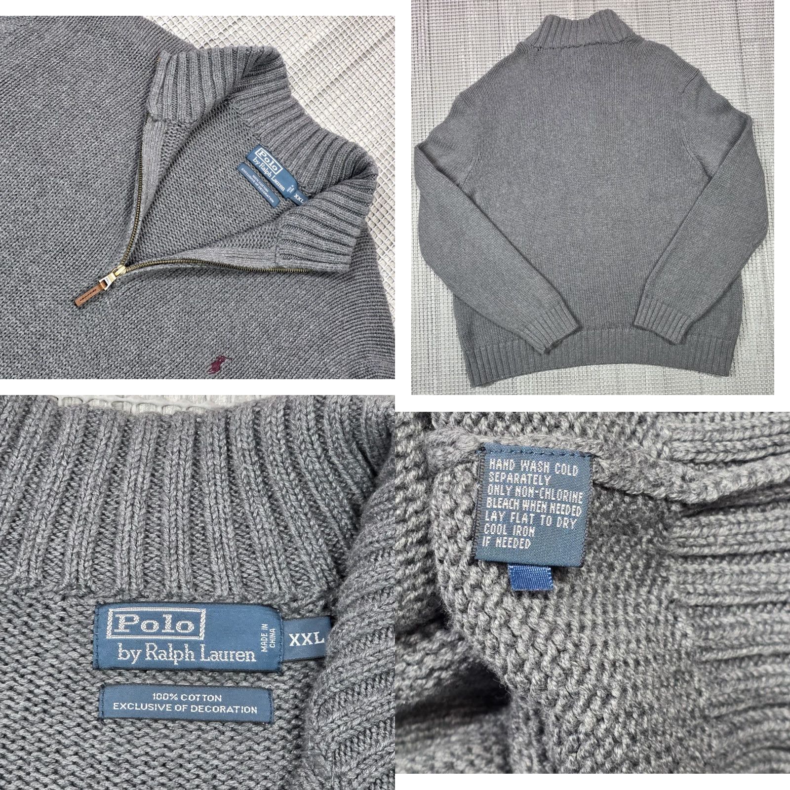 Polo Ralph Lauren VINTAGE Polo Ralph Lauren Mens 2XL Gray Quarter Zip Heavyweight Sweater Mockneck Maroon Pony Knit Pullover Zipper Embroidered Logo Size US XXL / EU 58 / 5 - 8 Thumbnail