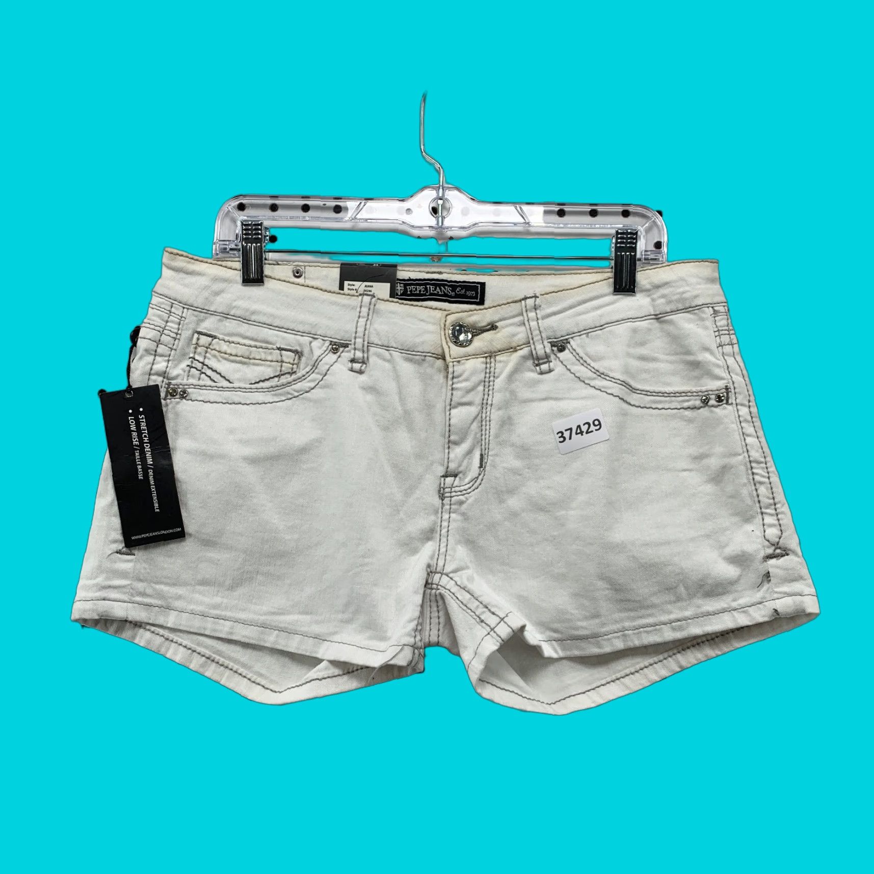 Pepe Jeans VINTAGE Pepe Jeans Denim Shorts Womens 34x3 White Embellished Pockets Y2K NEW Size 24" / US 00 / IT 34 - 1 Thumbnail