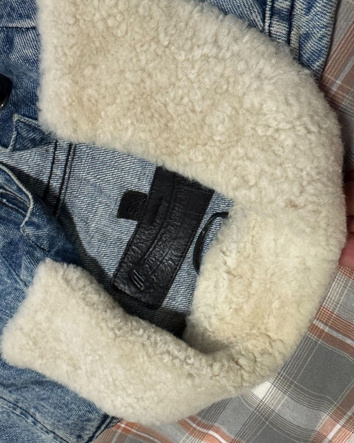 Chrome Hearts Cropped shearling denim jacket cross patch sleeve Size XS / US 0-2 / IT 36-38 - 3 Thumbnail