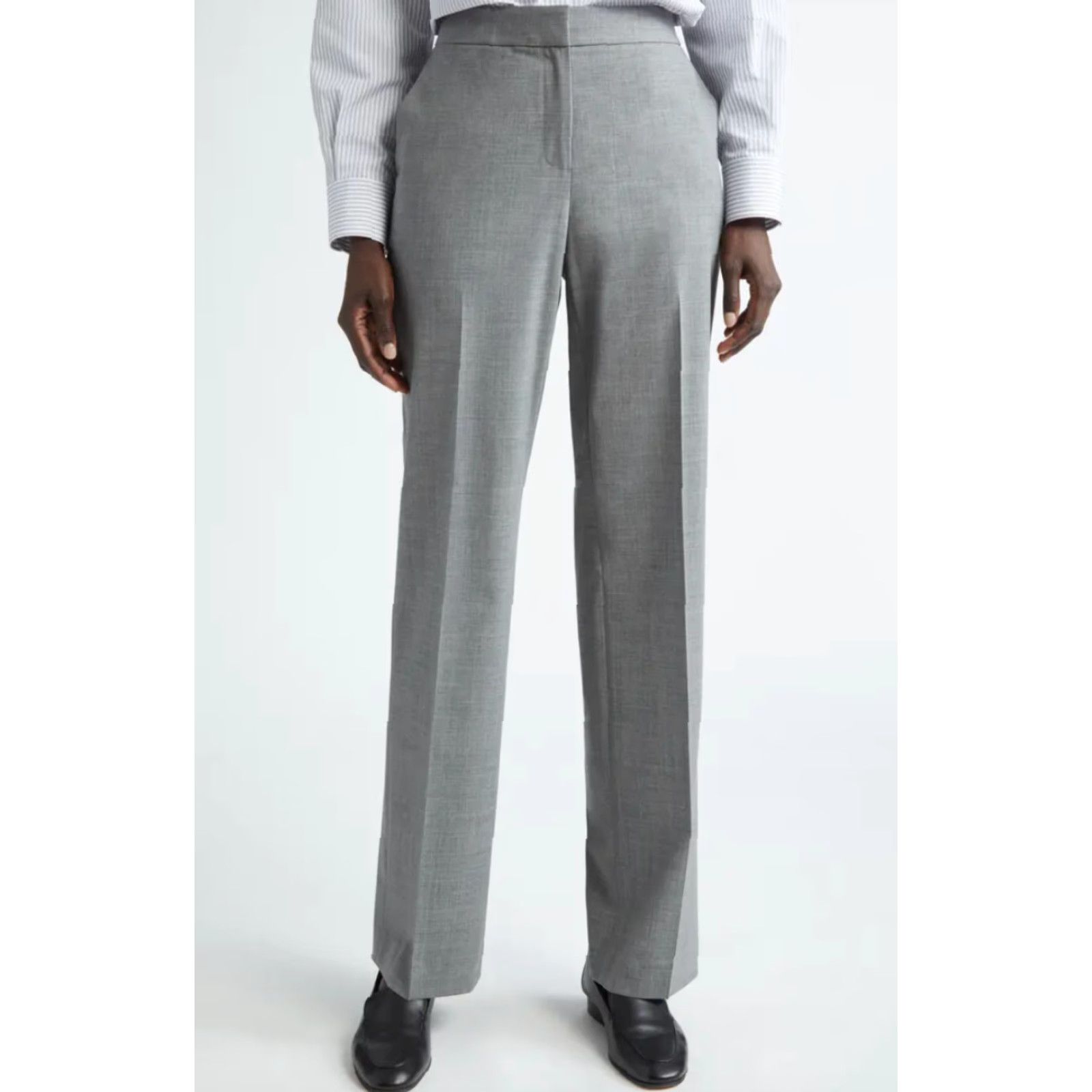 Vintage Lafayette 148 New York Irving Straight Leg Stretch Wool Pants in Nickel Women 12 Gray 36x30 Dress Pants, Formal, Stretch, Regular Fit Size 34" / US 12 / IT 48 - 2 Thumbnail