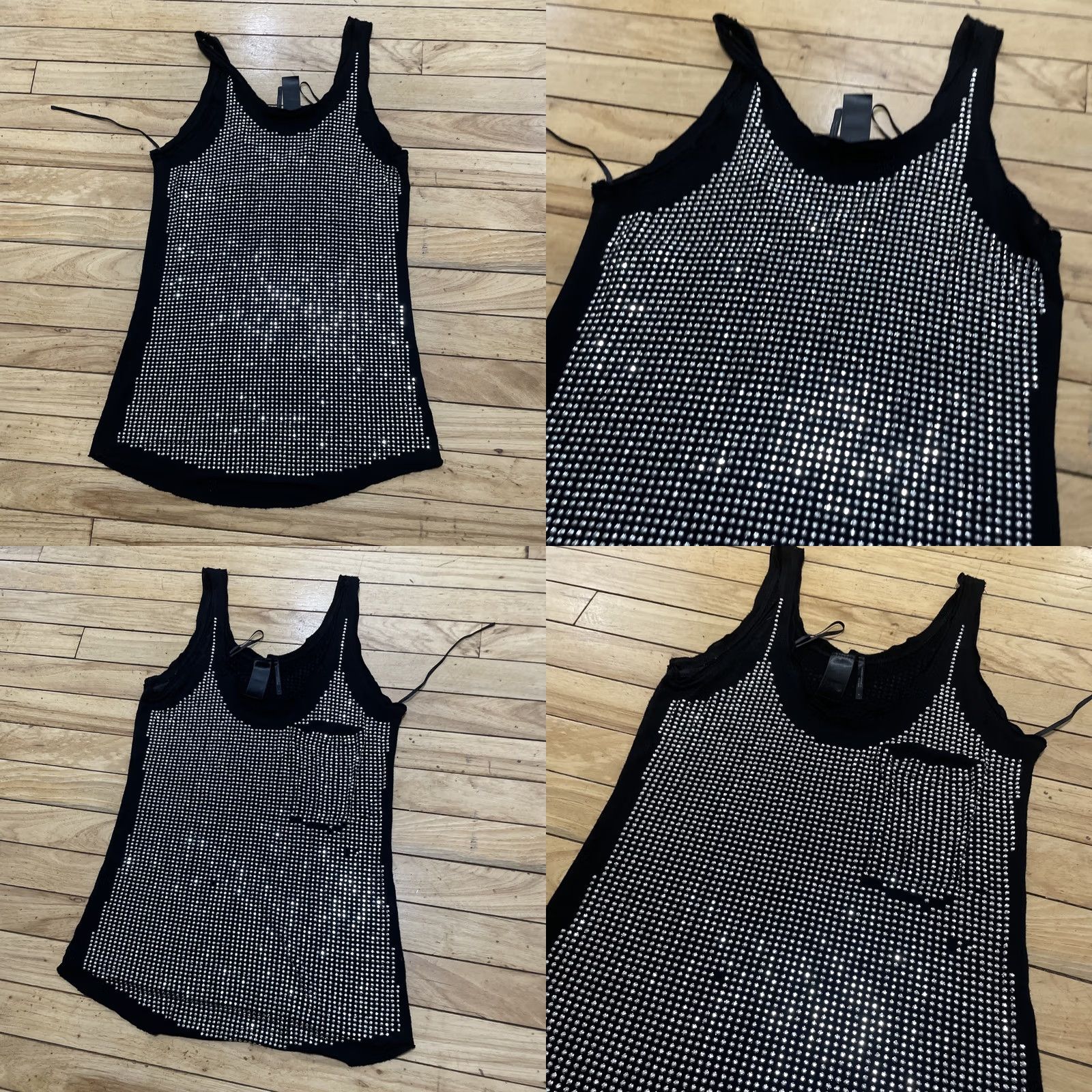 Guess VINTAGE Guess Tank Top Womens Medium Black Silver Rhinestone Studded Y2K Glam LA Size M / US 6-8 / IT 42-44 - 9 Thumbnail