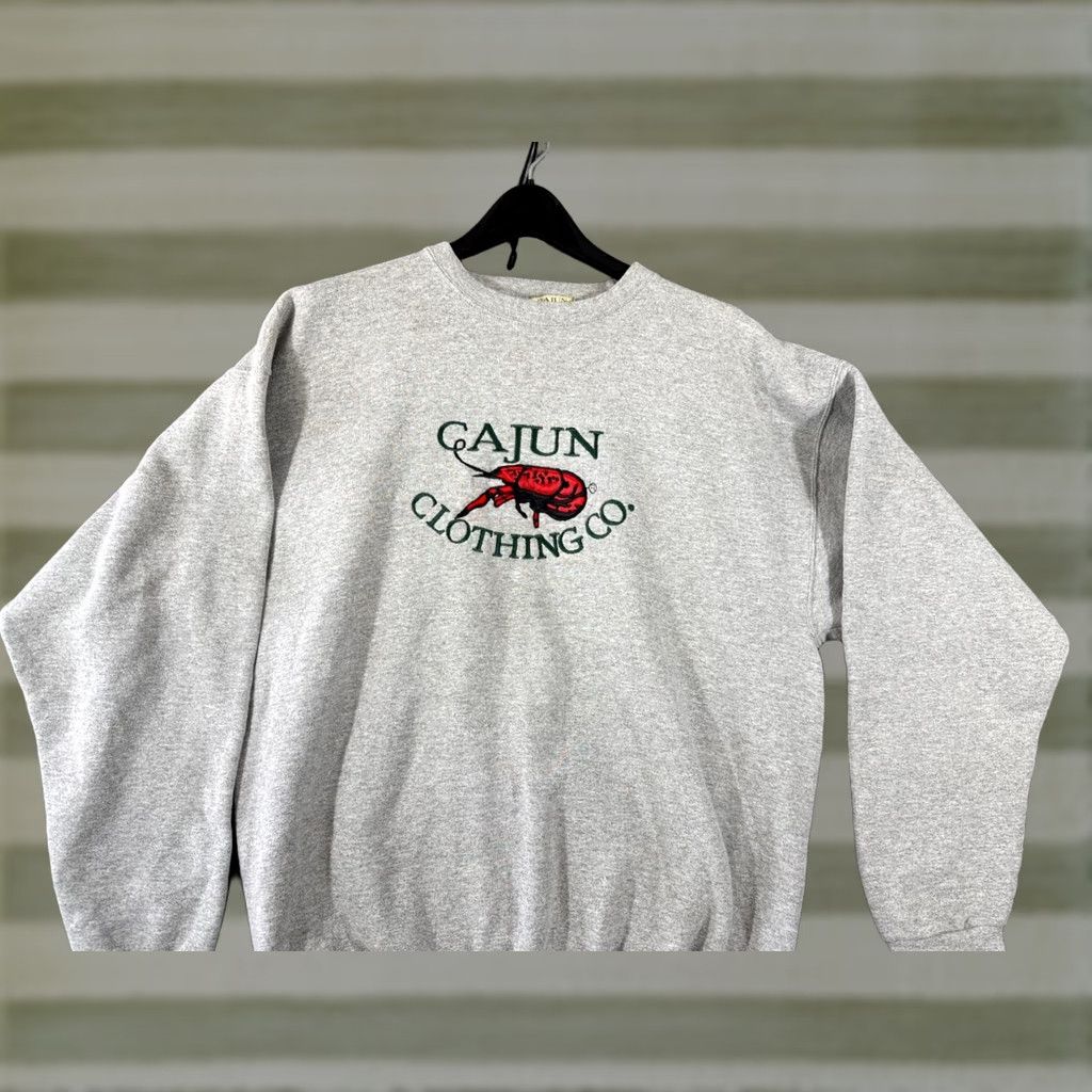 Vintage VINTAGE Cajun Clothing Co. Sweatshirt Mens XL Gray Embroidered Crew Neck USA 90s Vintage Mens Sweatshirt Size US XL / EU 56 / 4 - 1 Thumbnail