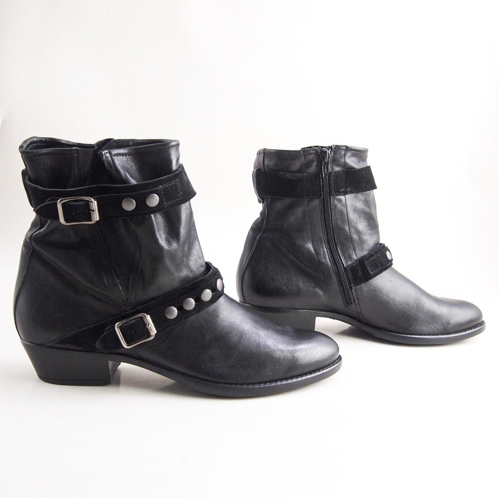 Designer Paul Green Biker Boots Black Leather Studded US 9 EU 39.5 Size US 9 / IT 39 - 4 Thumbnail