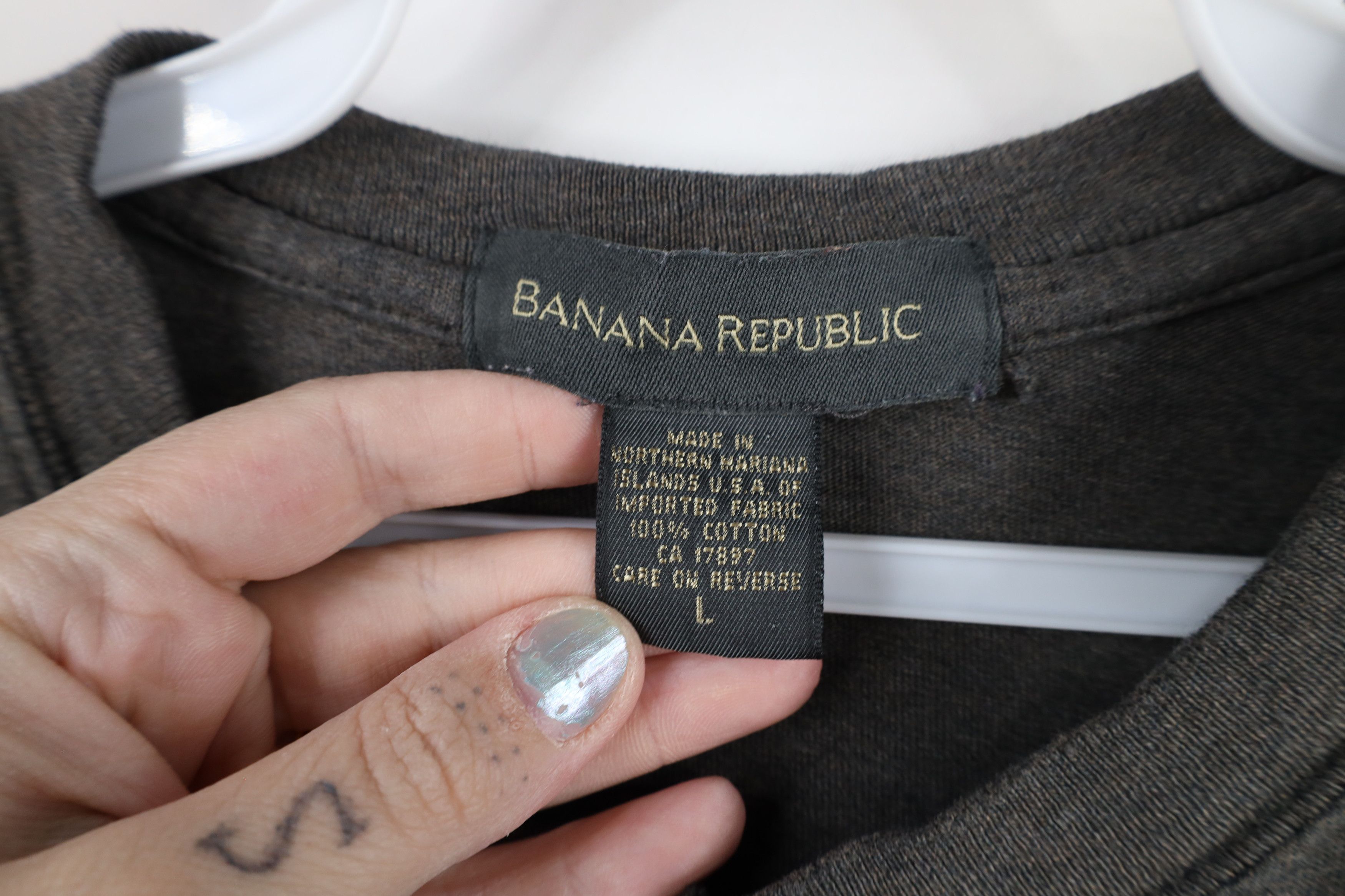 Banana Republic × Vintage Vintage 90s Banana Republic Blank Short Sleeve T-Shirt USA Size US L / EU 52-54 / 3 - 5 Thumbnail