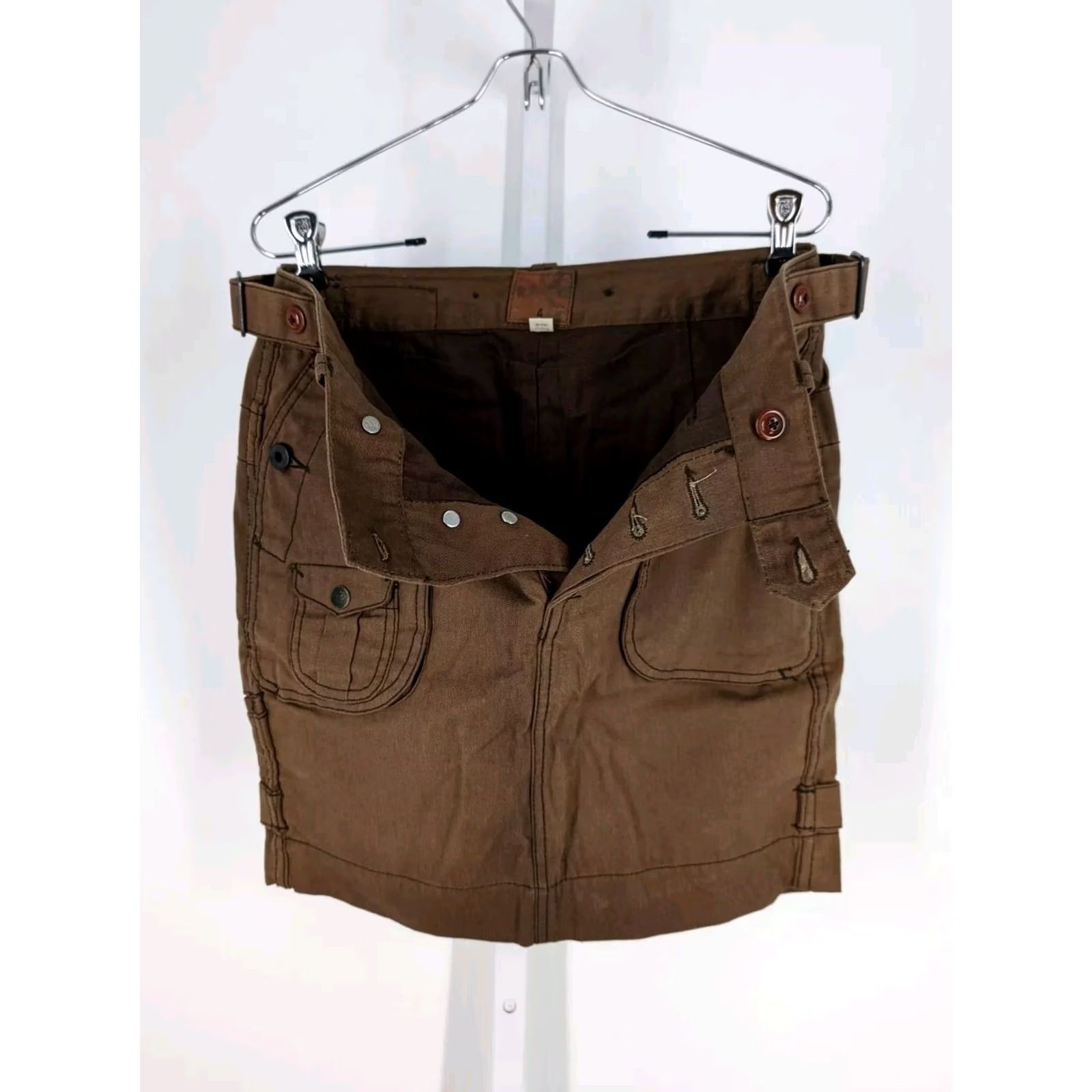 Vintage RRL Waxed Duck Canvas Military Cargo Skirt 30" Brown Women Short 4 Button Cargo Skirt Mens? Size 27" / US 4 / IT 40 - 4 Thumbnail