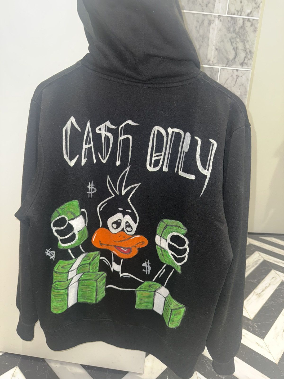 Other ‘Cash Only’ Black Painted Hoodie Size US S / EU 44-46 / 1 - 1 Thumbnail