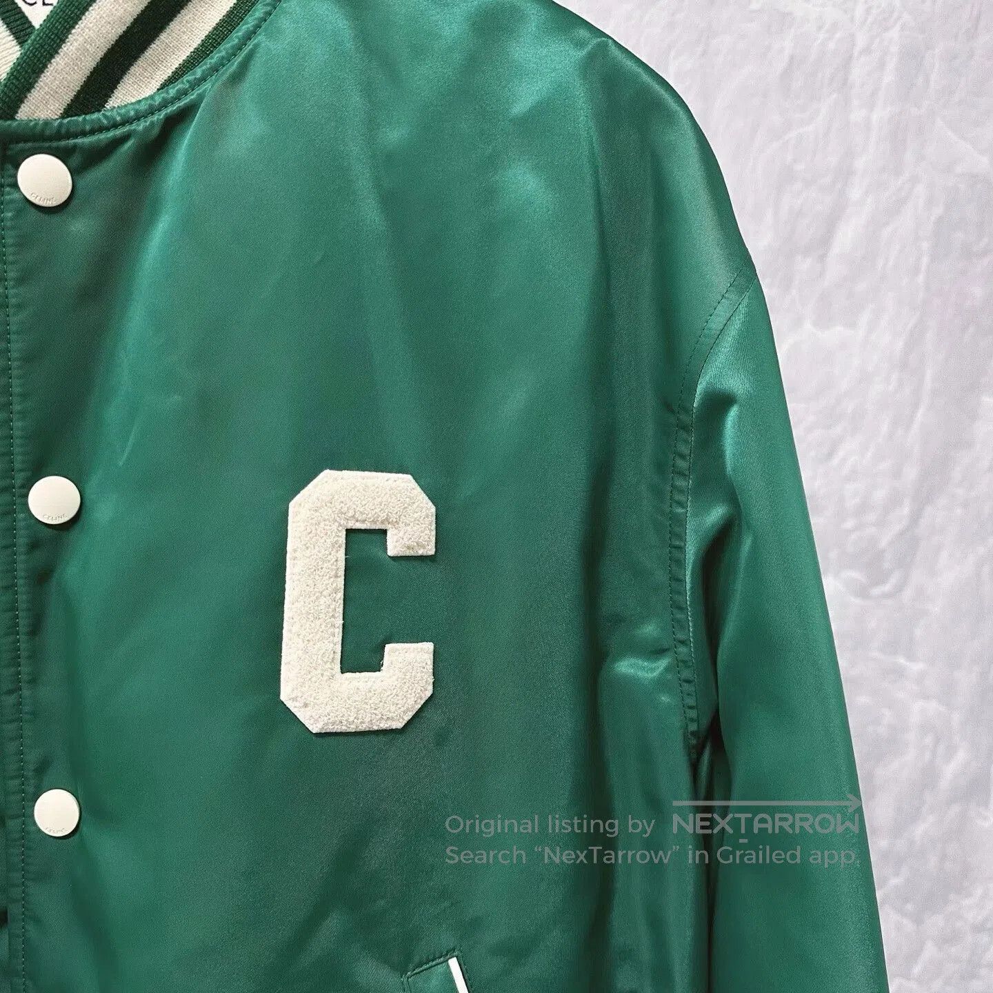 Celine celine green embroidered baseball jacket size 38. Size M / US 6-8 / IT 42-44 - 3 Thumbnail