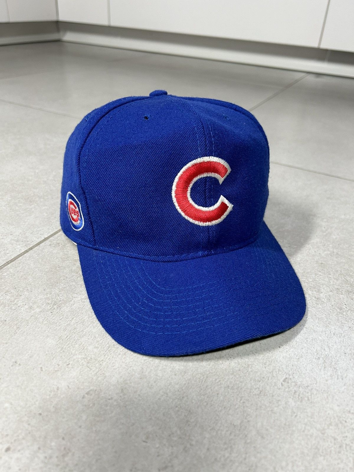 image of American Needle x Mlb Vintage Cubs Blockhead Hat Snapback Vintage 90's in Blue Red, Men's