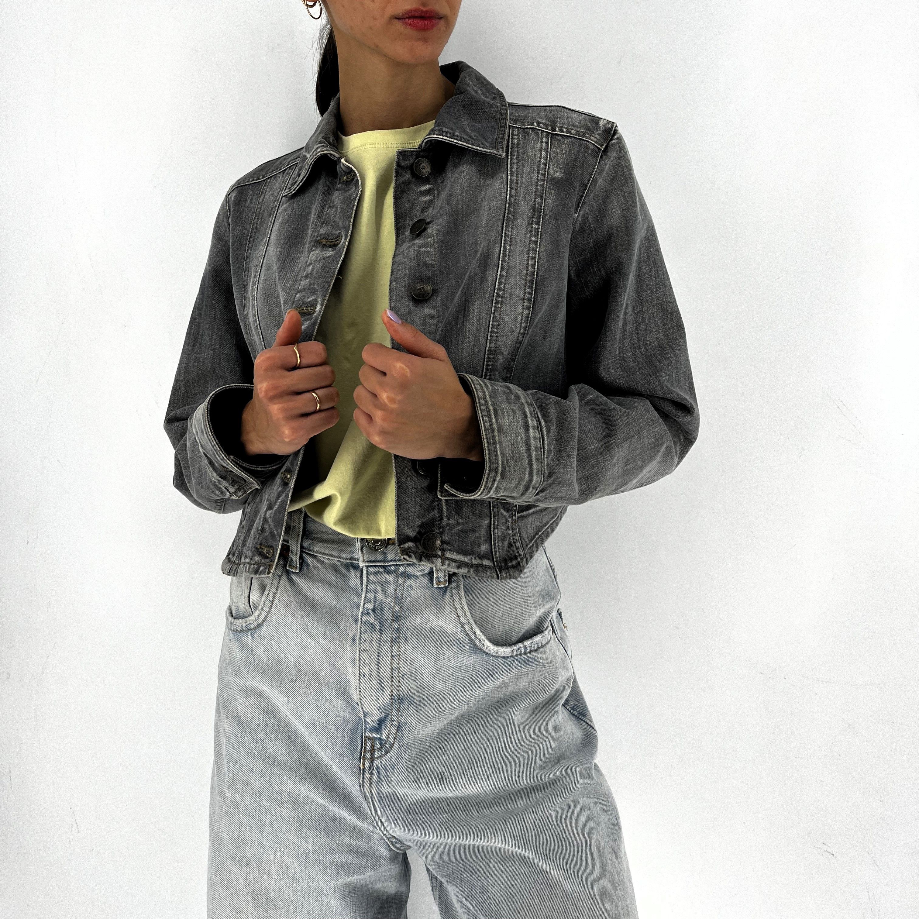 Giorgio Armani Vintage Y2K Armani Exchange Grey Denim Wash Zip Up Jacket Size S / US 4 / IT 40 - 3 Thumbnail