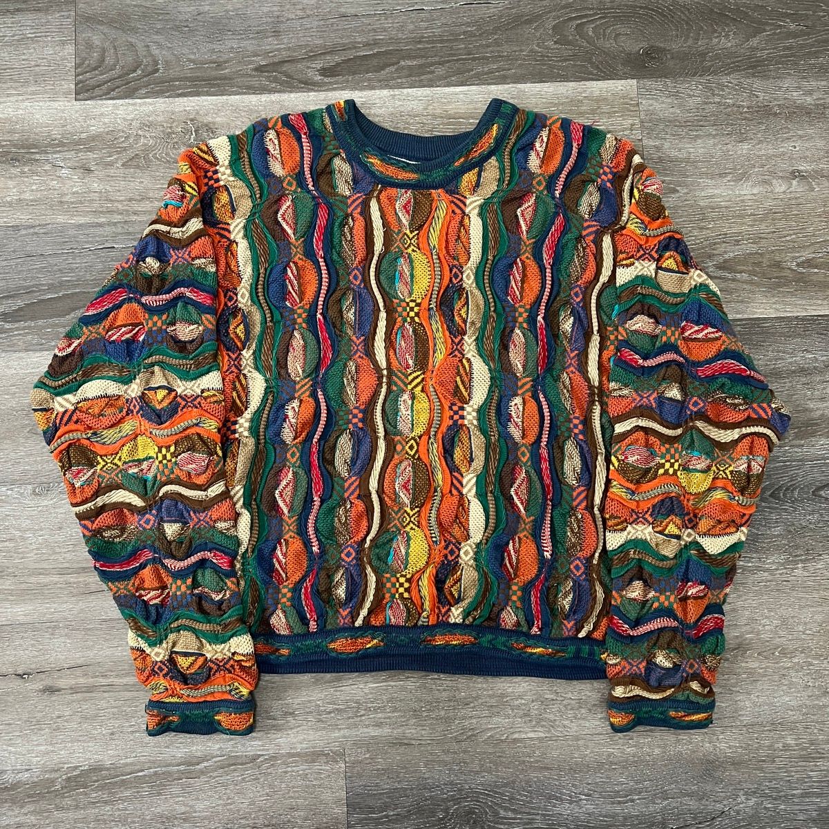 Pre-owned Coogi X Vintage Crazy Vintage 90's Coogi Heavy Knit Multi Color Sweater In Multicolor