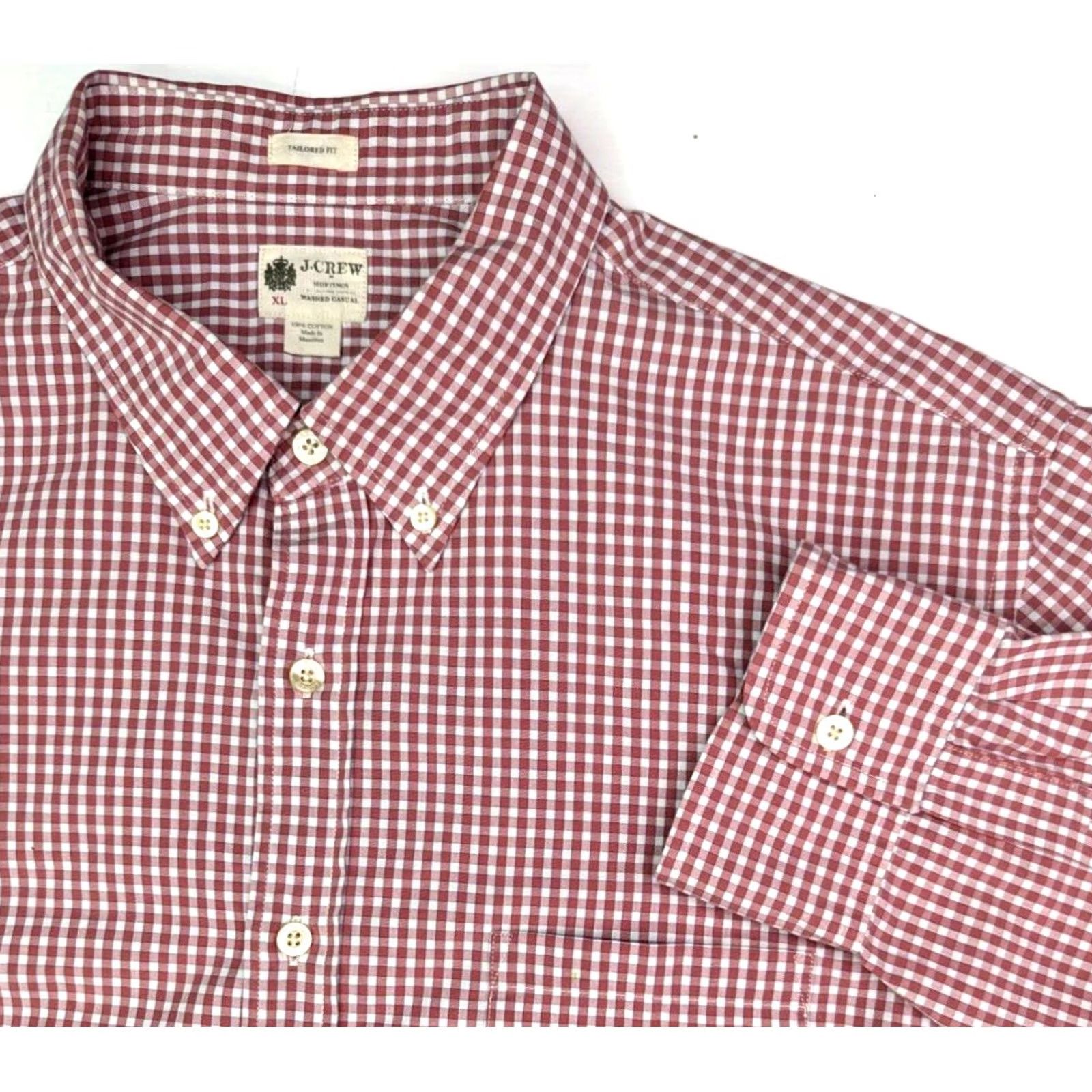 J.Crew J.CREW Tailored Fit Washed Casual Button Shirt Men XL Red Check Long Sleeve Size US XL / EU 56 / 4 - 2 Thumbnail