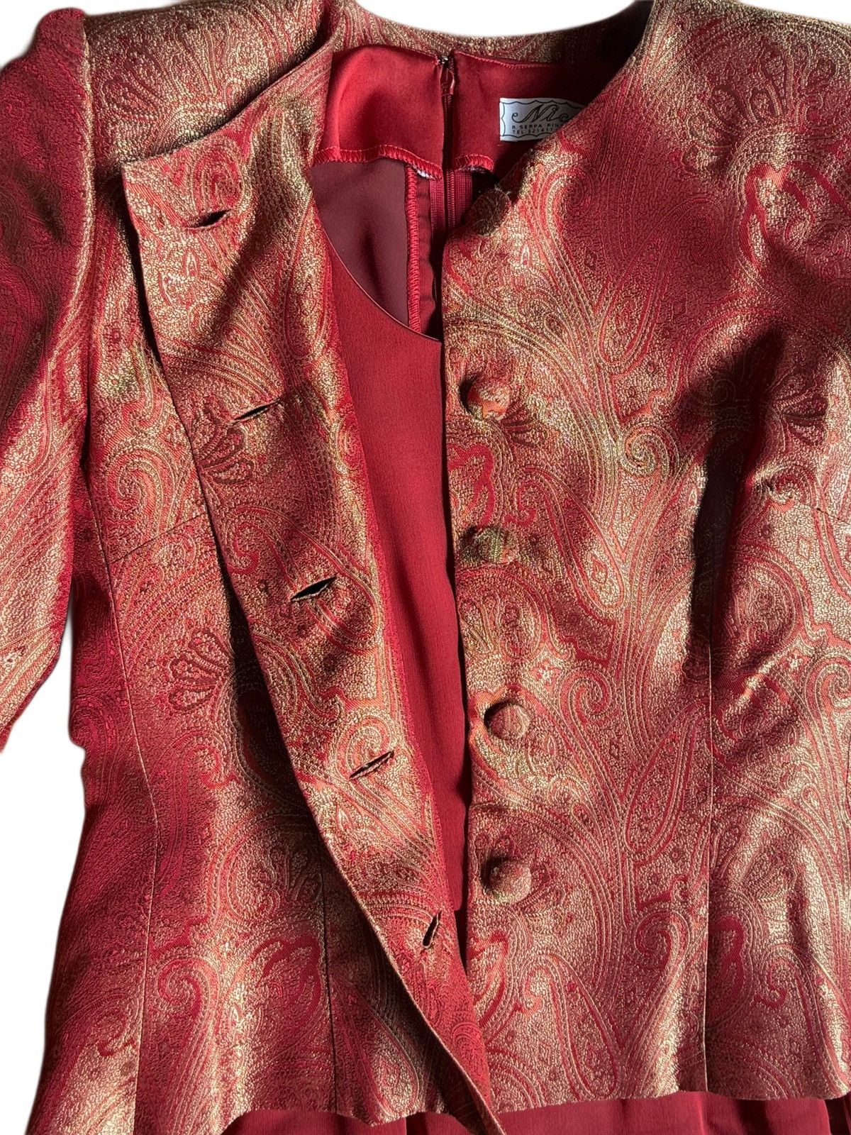 Vintage Vintage Red Dress & Paisley Blazer Nica Custom Made Size 40 Size L / US 10 / IT 46 - 3 Thumbnail