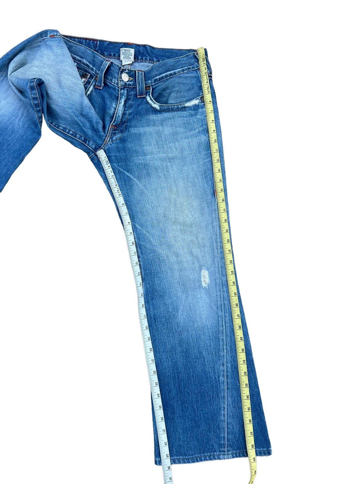 True Religion Vintage 00s TR Joey Distress Fade Mud Denim Flare Jeans Size US 32 / EU 48 - 5 Thumbnail