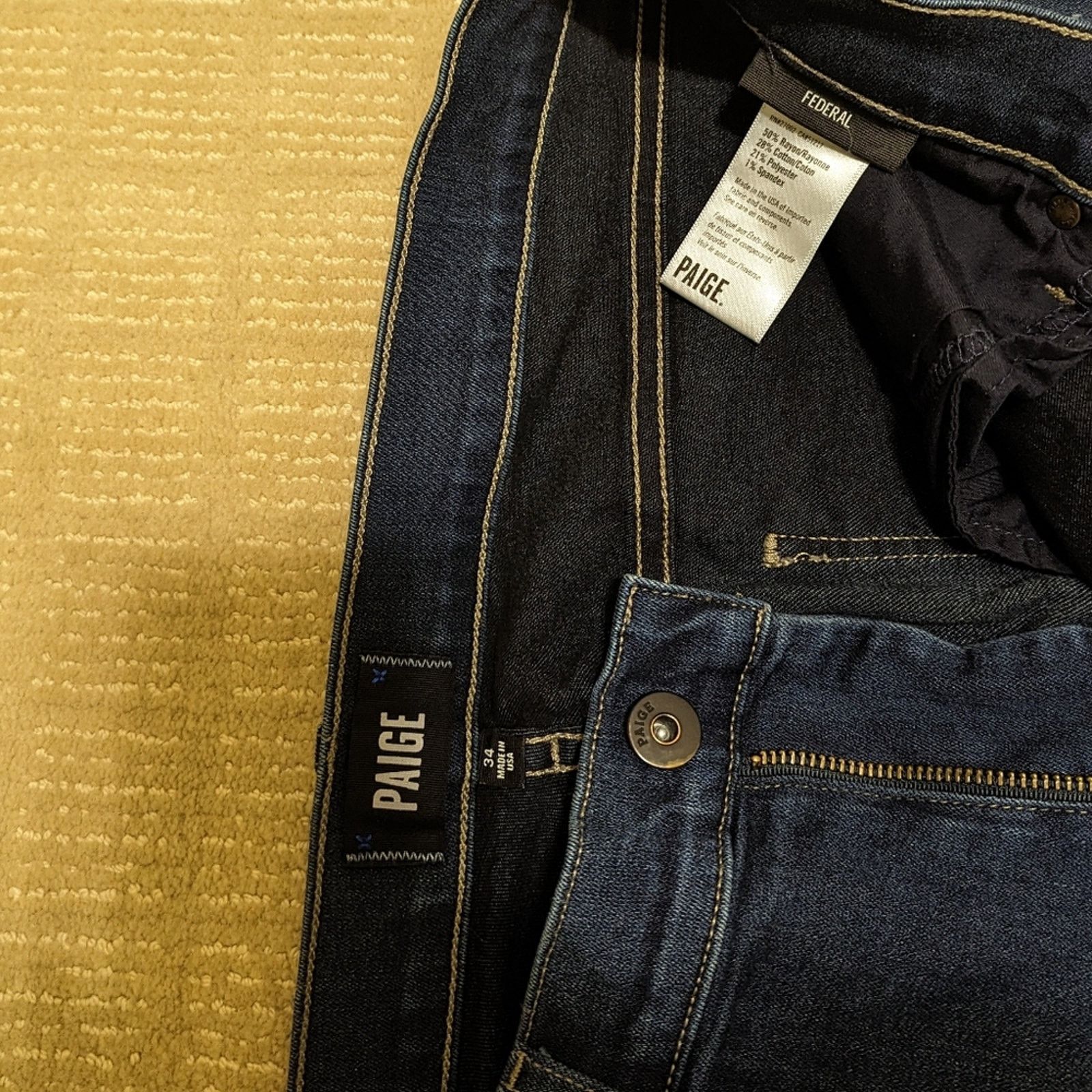Paige PAIGE Mens Size 34, 29 Federal Jeans Saunders Wash Stretch Size US 34 / EU 50 - 4 Thumbnail