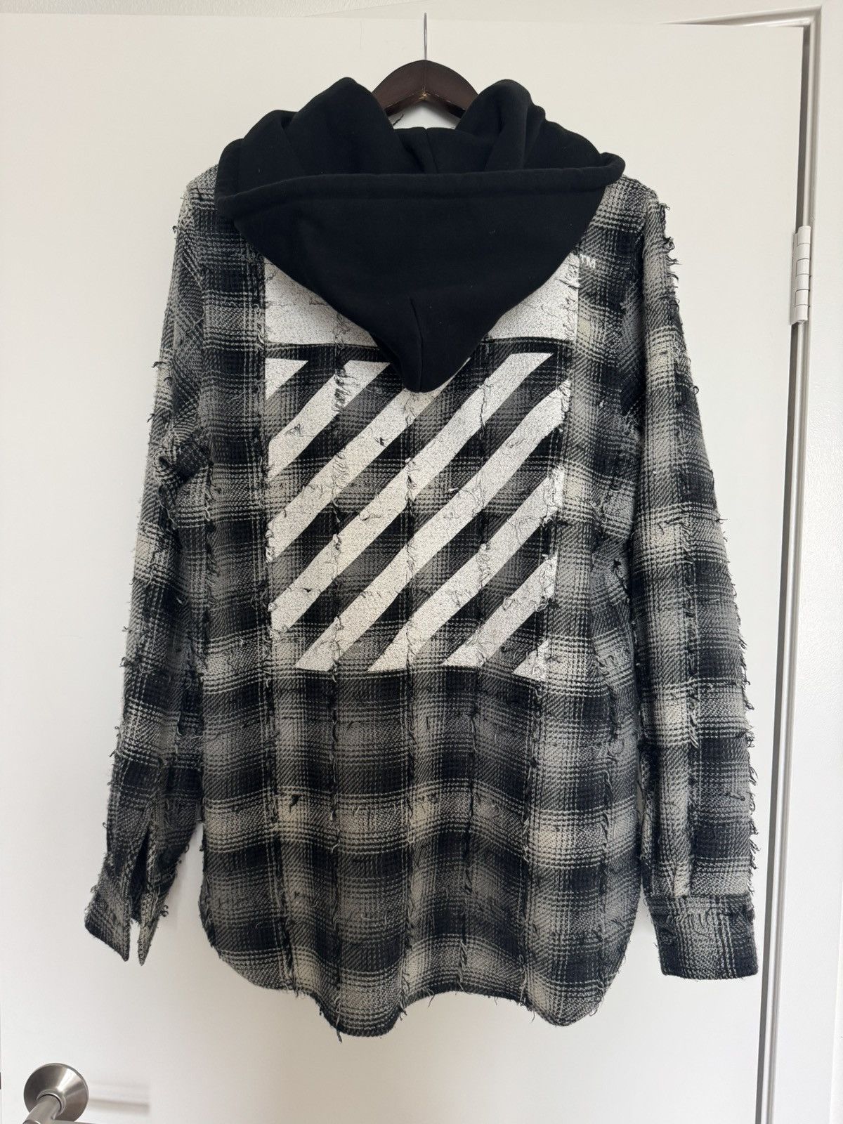 Off White Hooded Flannel (Size Small)