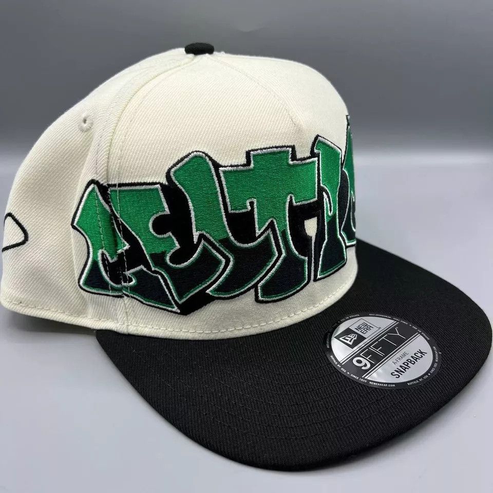 New Era × Vintage Boston Celtics Hat Men Graffiti Retro Snap Back A-Frame Size ONE SIZE - 3 Thumbnail