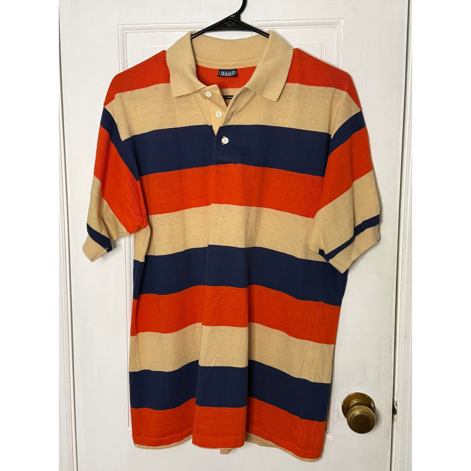 Gant Rugger GANT Rugger Men's Stripped Polo Orange/Cream/Blue XL Size US XL / EU 56 / 4 - 1 Thumbnail