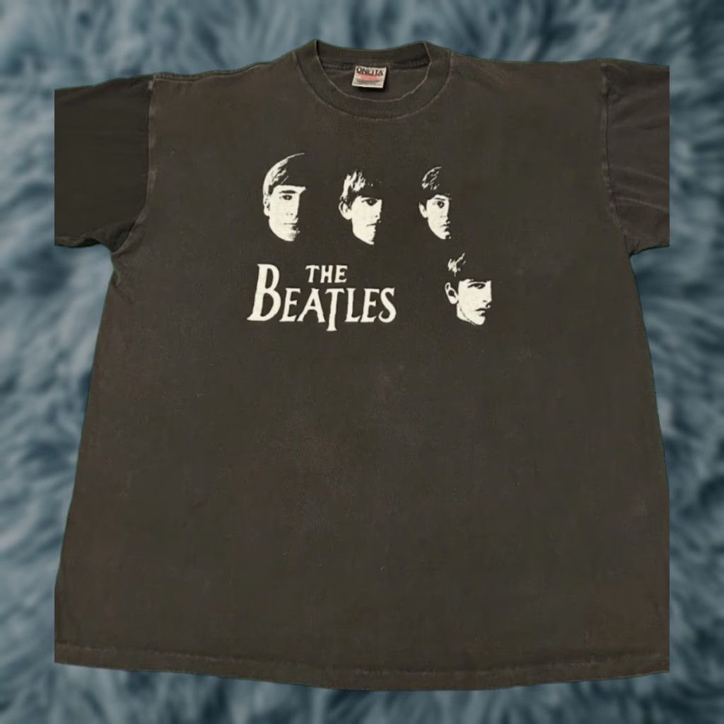 VINTAGE The Beatles Band Tee Shirt XL Black Mens 1990s 80s 90s Single Stitch VTG Shirt X L Mens