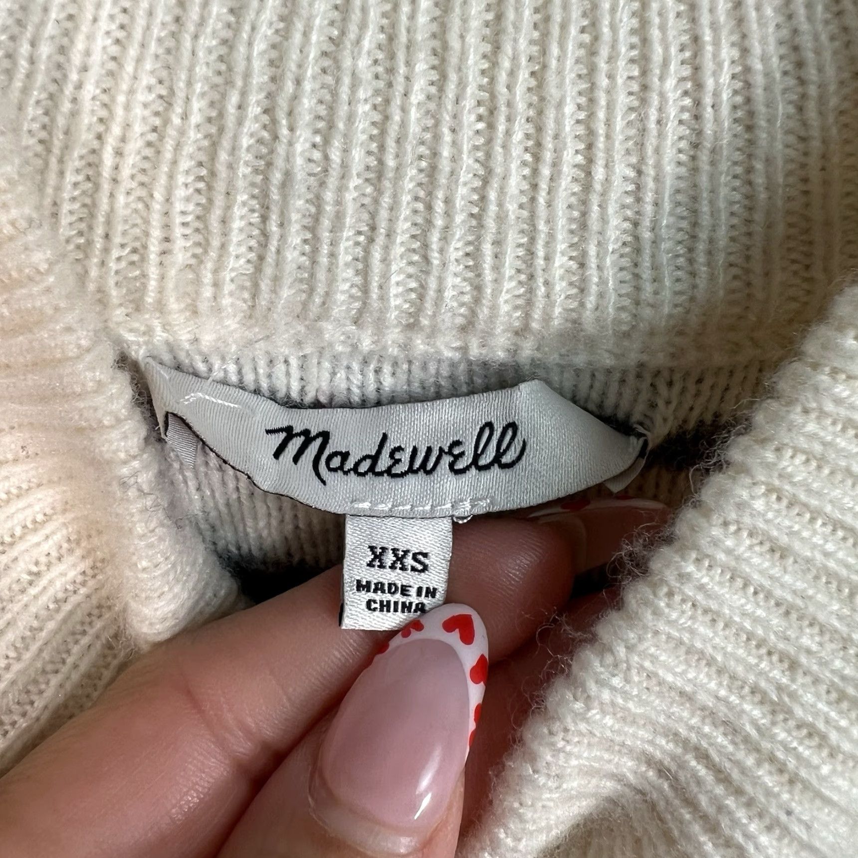 Madewell Madewell Stripe Knit Sweater Womens XXS Ivory White Gray Merino Wool Blend Size XXS / US 00 / IT 34 - 4 Thumbnail
