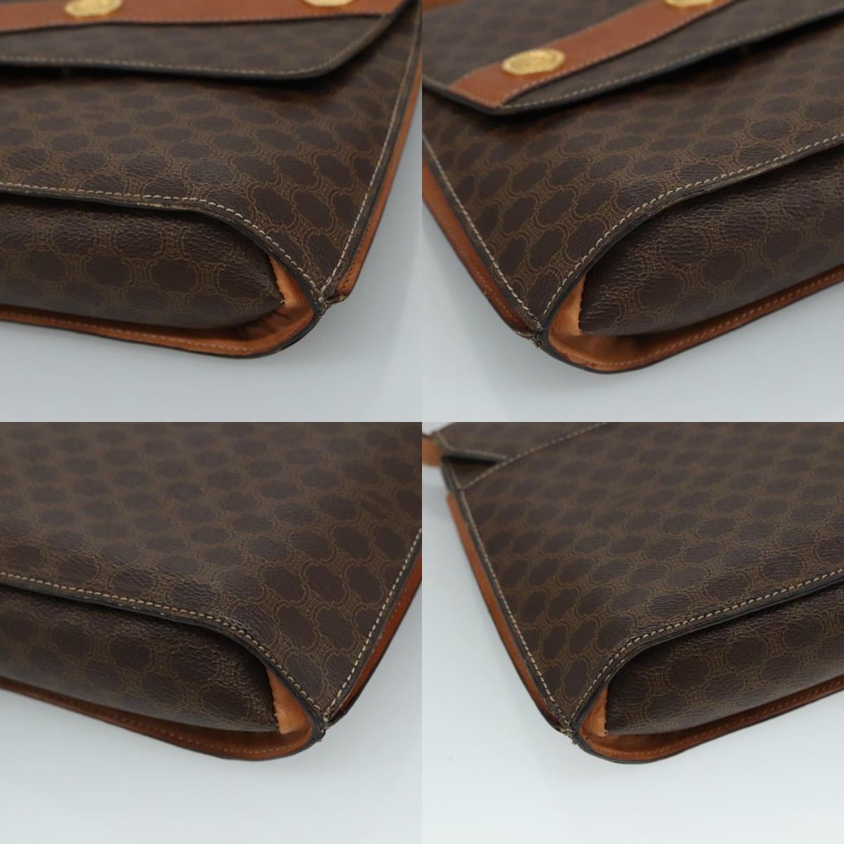 Celine CELINE Macadam Canvas Shoulder Bag Pvc Leather Gold Brown Size ONE SIZE - 10 Thumbnail