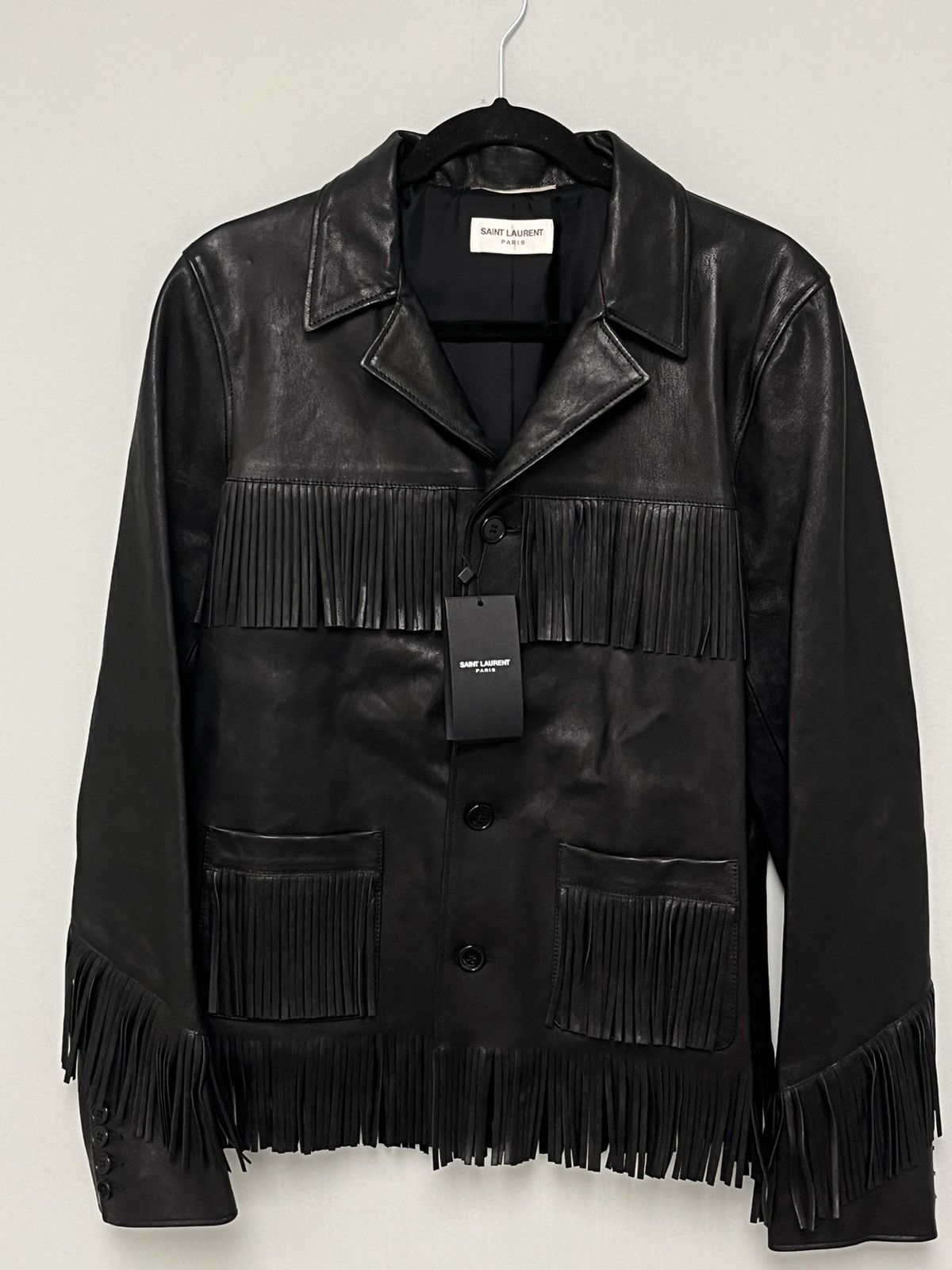 Saint Laurent Paris L12 Curtis Fringe Leather Jacket. Size euro 48