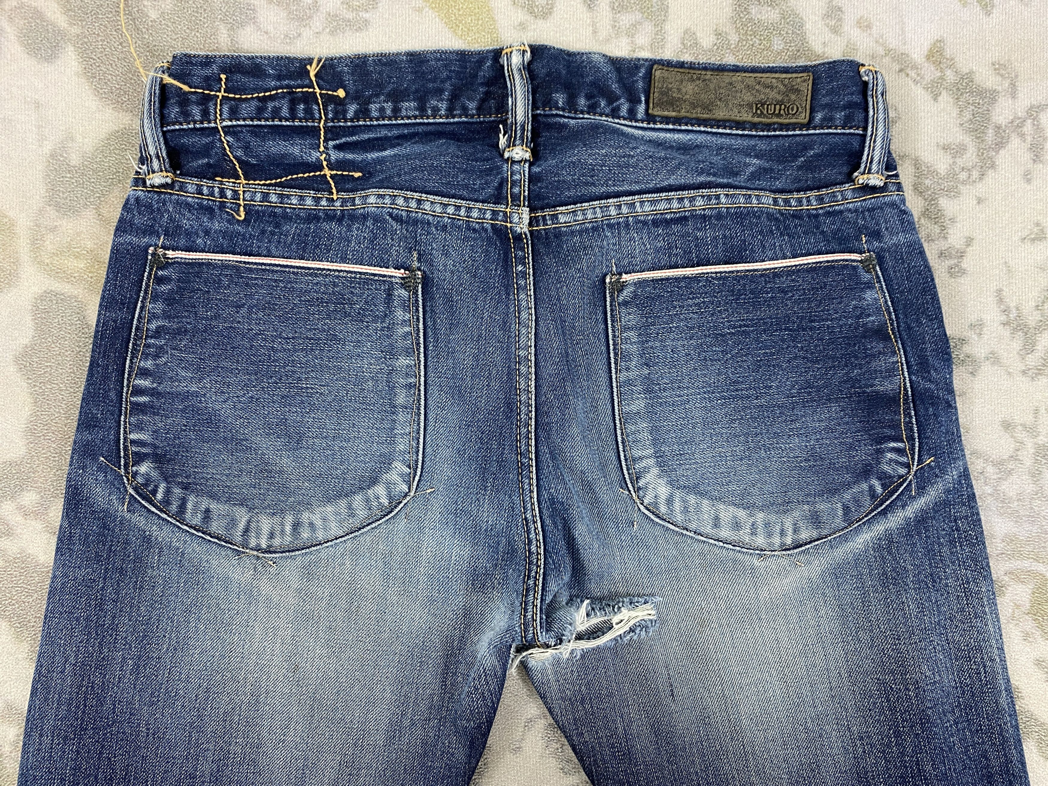 Japanese Brand Redline SELVEDGE Vintage Kuro 31x28.5 Denim- JN3671 Size US 31 - 5 Thumbnail