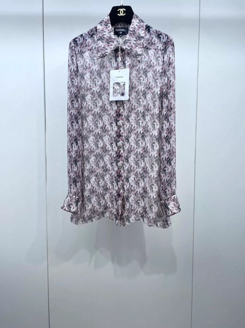 Chanel 23A silk shirt with broken flowers 2504-Nextarrow