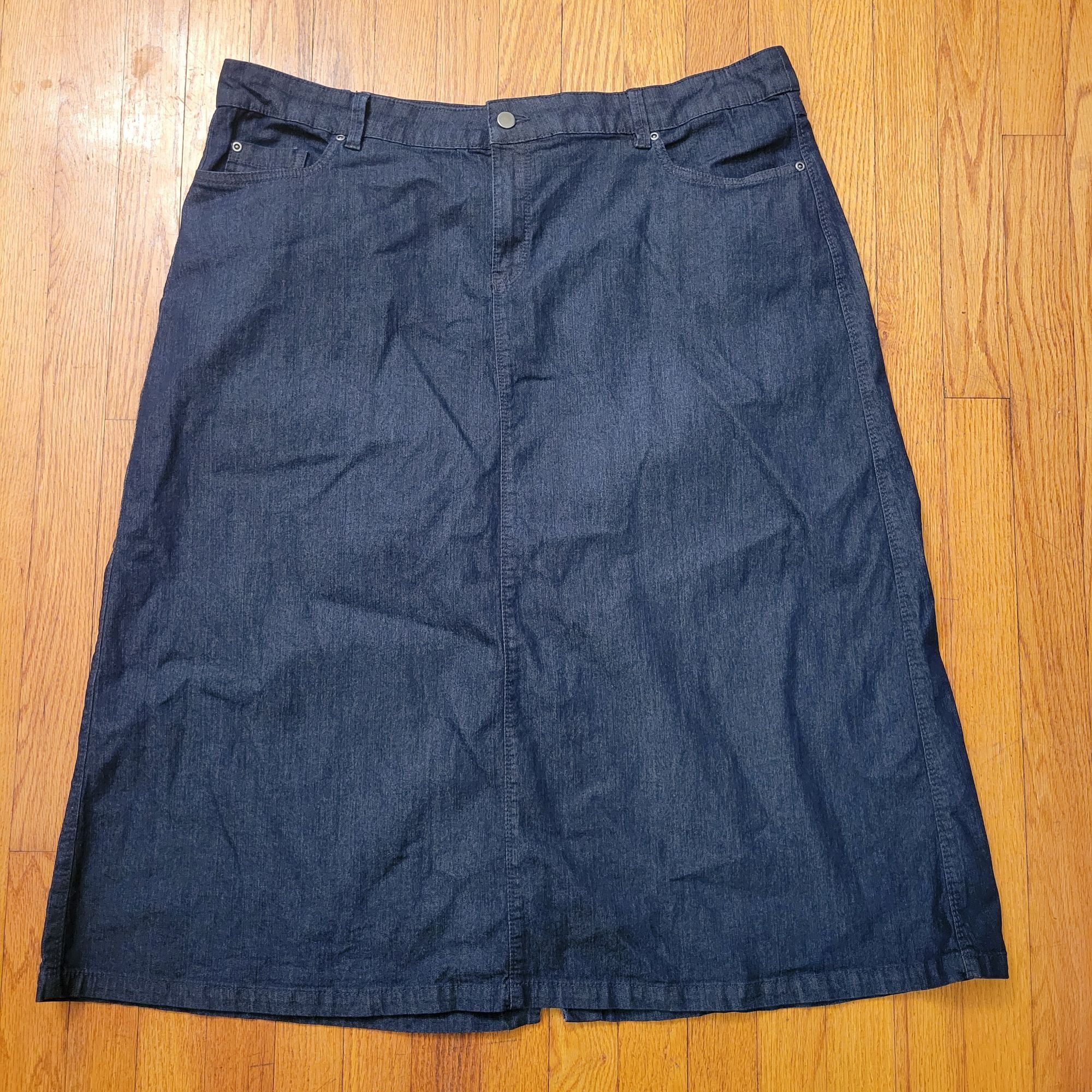 Vintage Southern Lady Denim A Line Skirt 18W Blue Jean Modest Long M Size 40" / US 18 - 1 Thumbnail