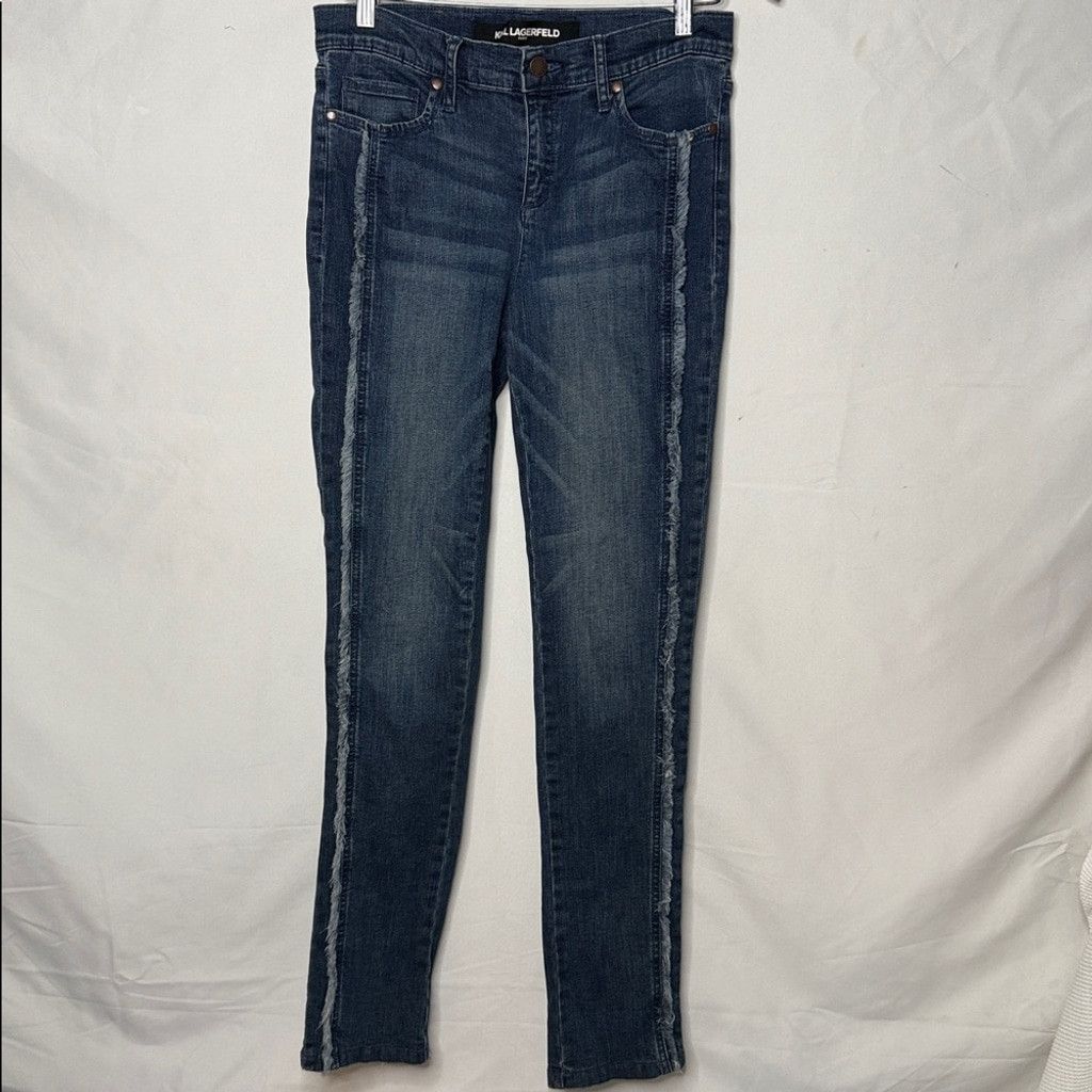 Karl Lagerfeld Karl Lagerfeld Paris cropped fringe skinny blue jeans sz 4 Size 27" / US 4 / IT 40 - 1 Thumbnail