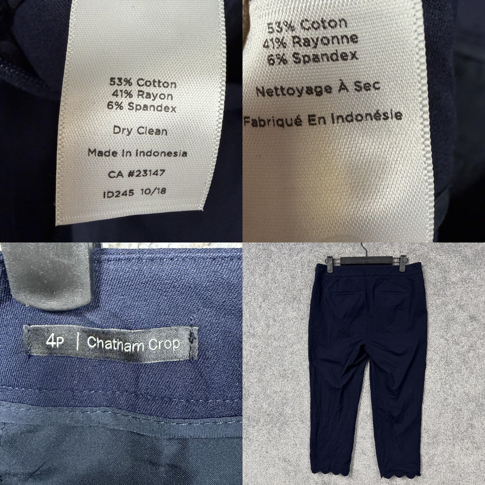 Talbots Talbots Chatham Crop Pants 4P Petite Blue Scallop Hem Straight Stretch Preppy Size 27" / US 4 / IT 40 - 8 Thumbnail