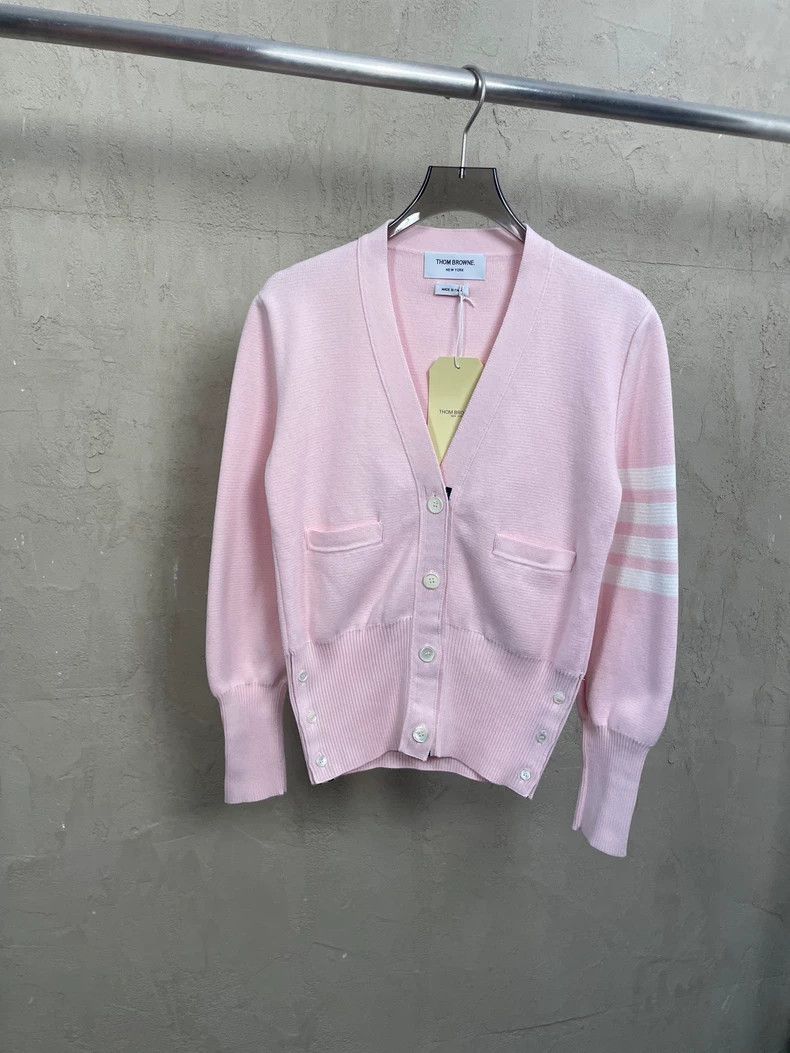 Thom Browne Thom Browne Pink Striped Knit Cardigan- dmc Size US M / EU 48-50 / 2 - 1 Thumbnail