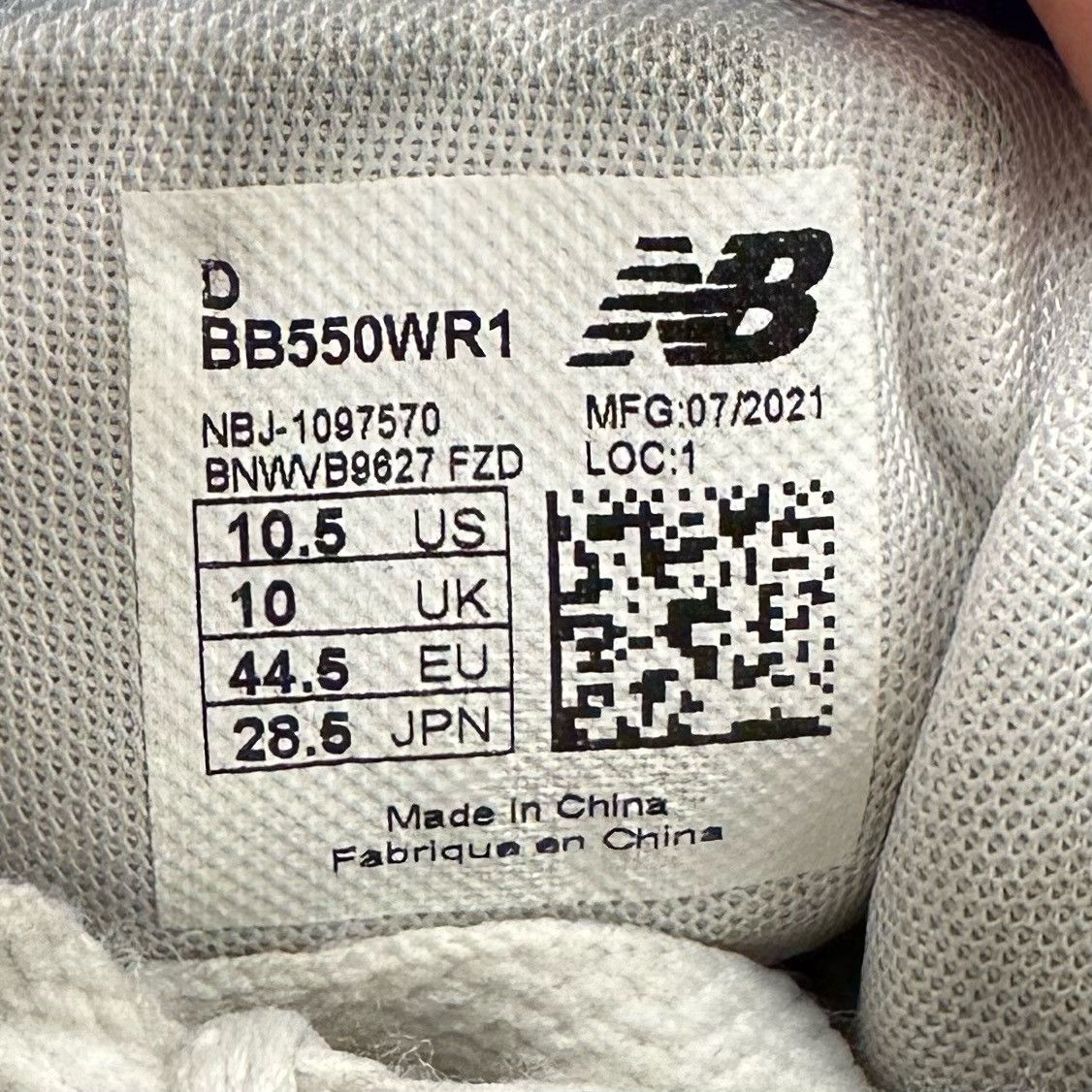 New Balance Size 10.5 - New Balance 550 White/Purple 2021 - BB550WR1 Size US 10.5 / EU 43-44 - 6 Thumbnail
