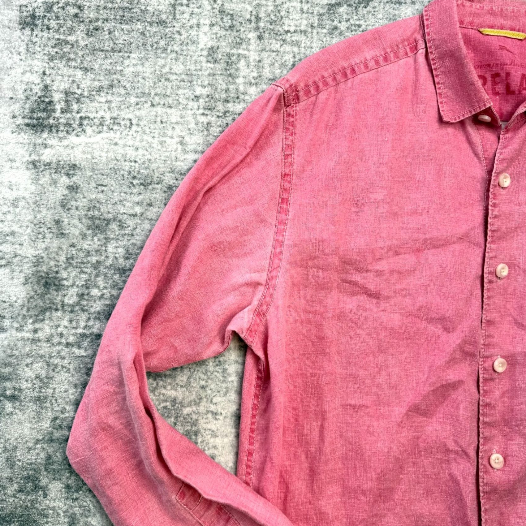Tommy Bahama Tommy Bahama Shirt Men Large Berry Pink Red Linen Button Up Relaxed Beach Resort Shirt Size US L / EU 52-54 / 3 - 6 Thumbnail