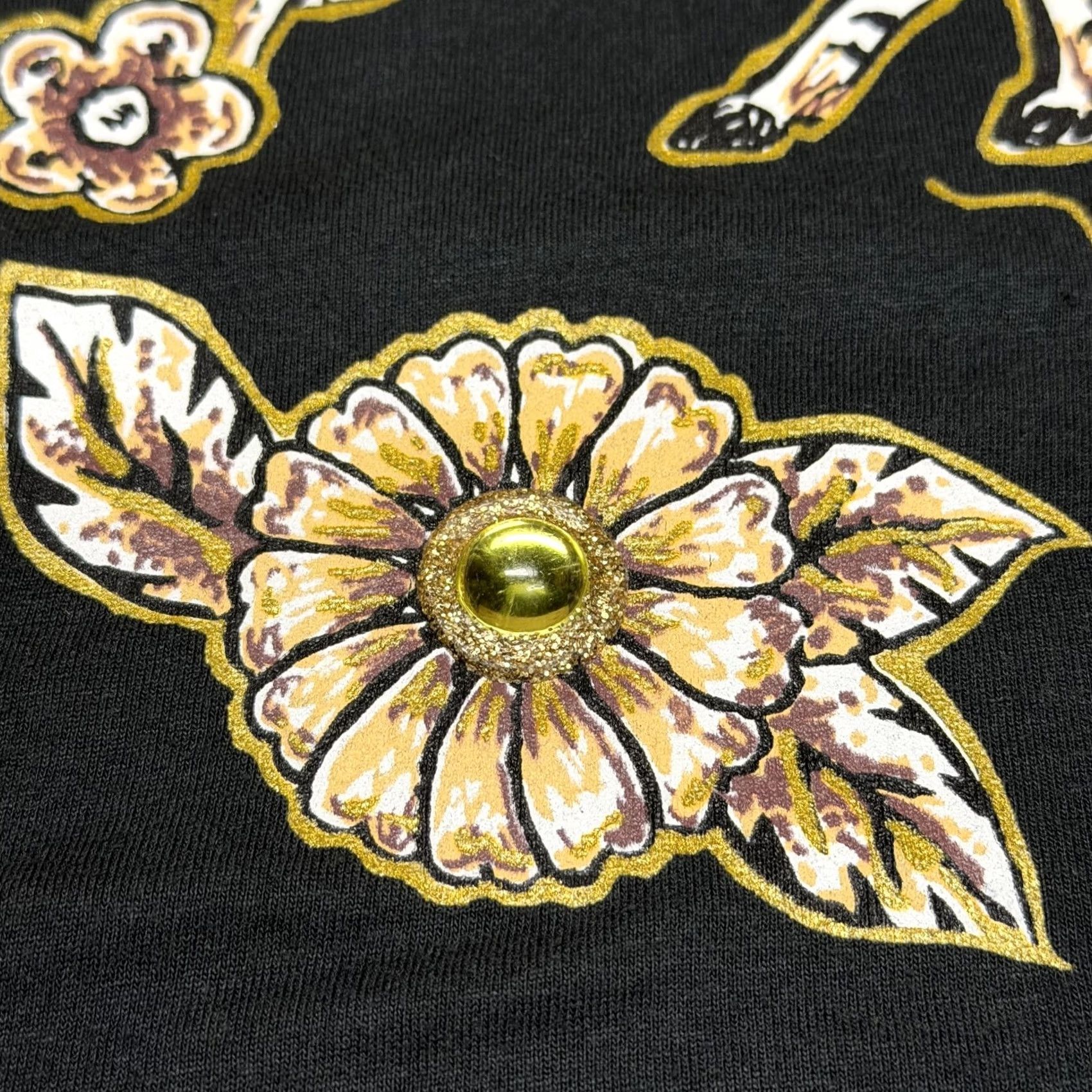 Vintage Zebra Floral Shirt Mens XL Black Graphic Animal Beaded Flowers Tee Embellished Size US XL / EU 56 / 4 - 3 Thumbnail