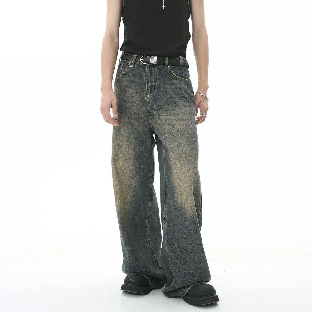 Japanese Brand × Jean Vintage Distressed Loose Wide Leg Mopping Jeans Size US 32 / EU 48 - 4 Thumbnail