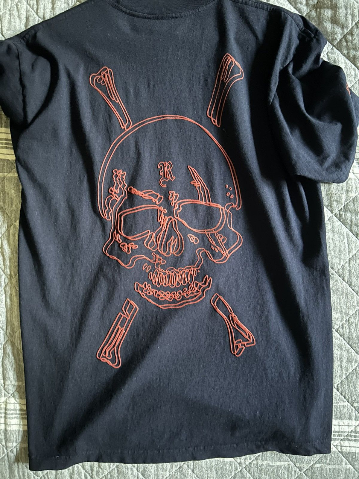 Revenge Revenge x Zillakami Skull & Crossbones Tee Navy | Grailed