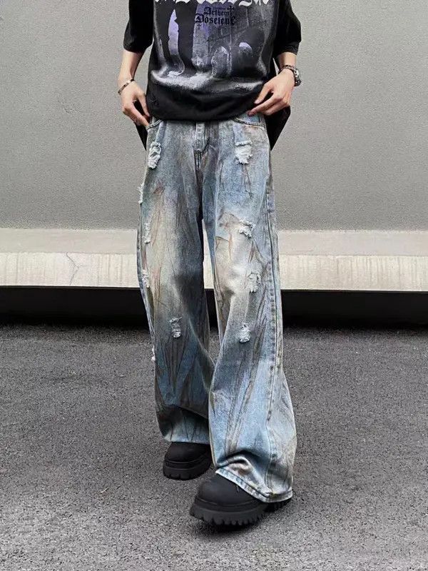 VIBE High Street Dirty Dye Washed Ripped Baggy Jeans Size US 30 / EU 46 - 4 Thumbnail