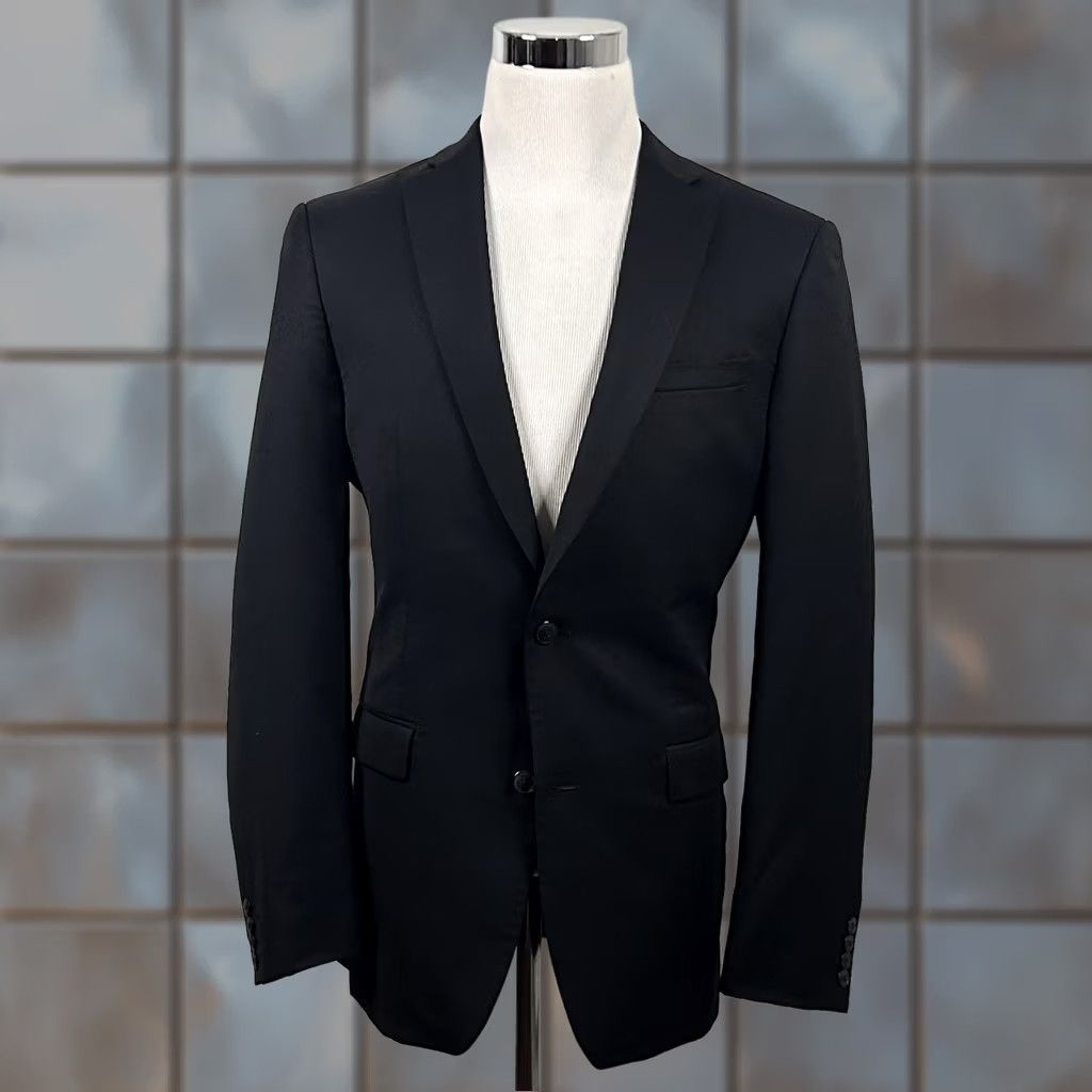 Bar III Bar III Suit Black 38L 34x32 Two Button Flat Front 100% Wool Lined Double Vented Mens Size 34R - 1 Thumbnail